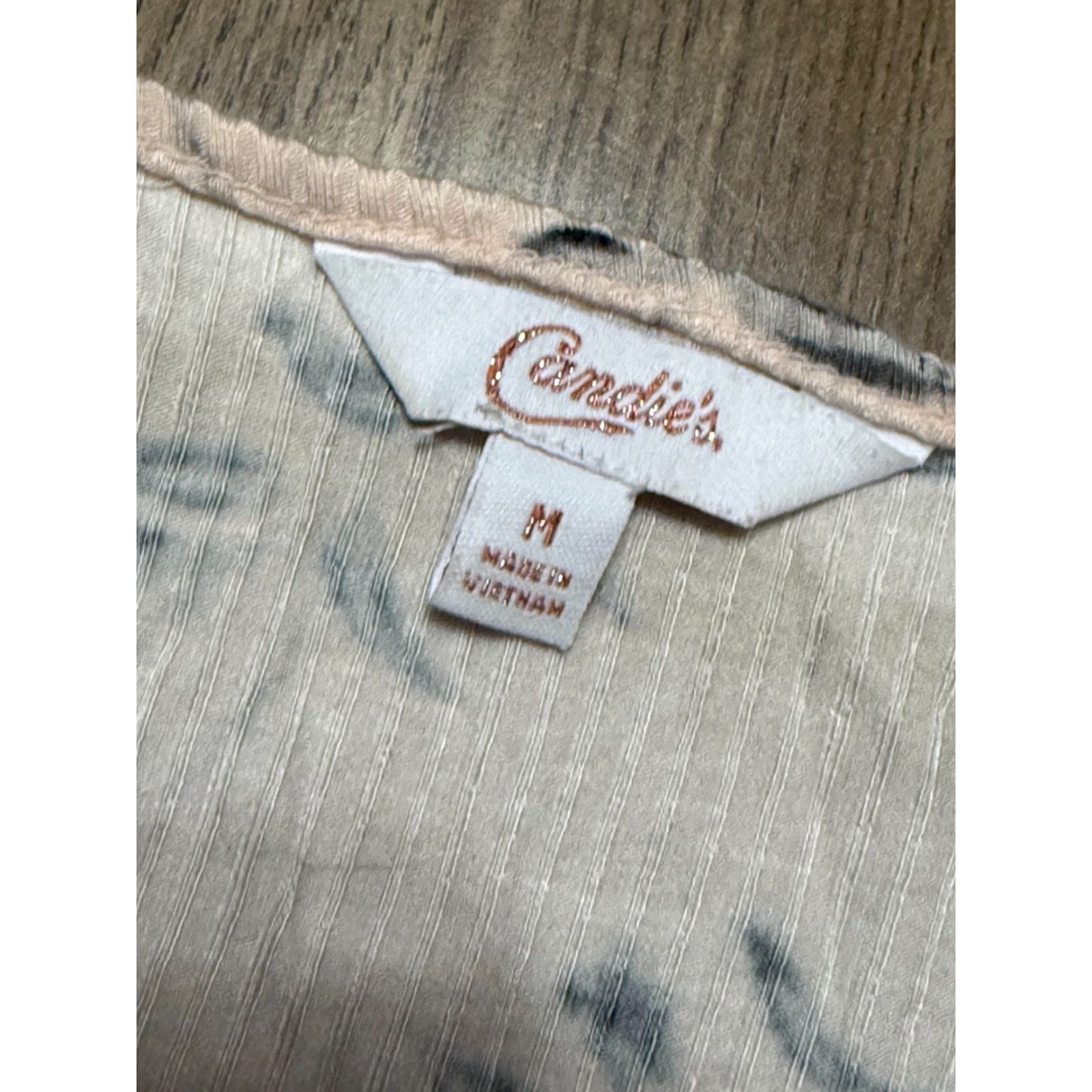 Vintage Candies Shirt Women's Medium Pink Black Floral Ruched Long Sleeve V-Neck Shirt Mens Womens Girls Size M / US 6-8 / IT 42-44 - 5 Thumbnail