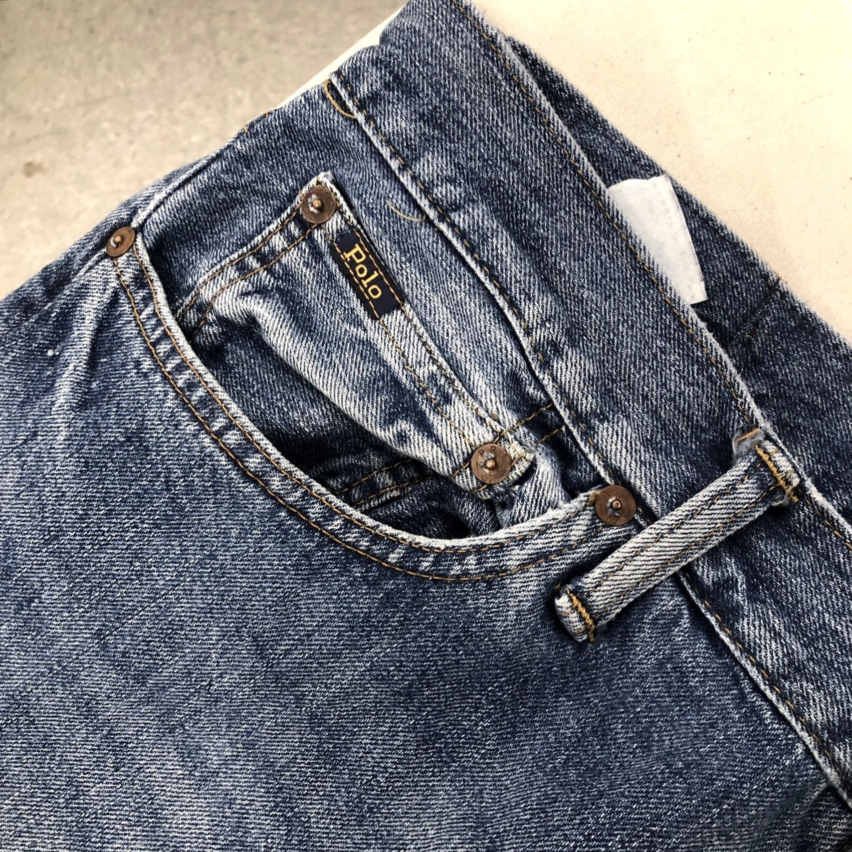 Polo Ralph Lauren Polo Ralph Lauren Jeans Mens 34x32.5 Blue Thompson Relaxed Straight Med Wash Size US S / EU 44-46 / 1 - 7 Thumbnail
