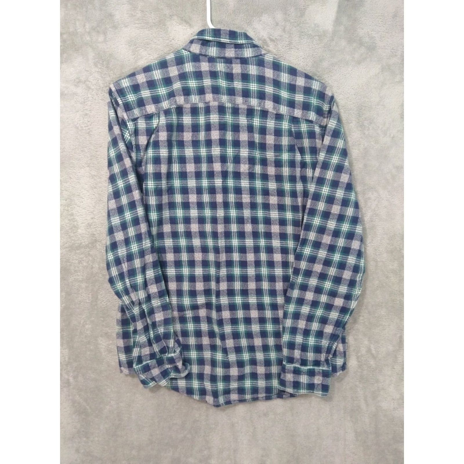 American Eagle Outfitters American Eagle Outfitters Shirt Mens Medium Blue Gray Plaid Flannel Button-Down Cotton Shirt Size US M / EU 48-50 / 2 - 2 Thumbnail