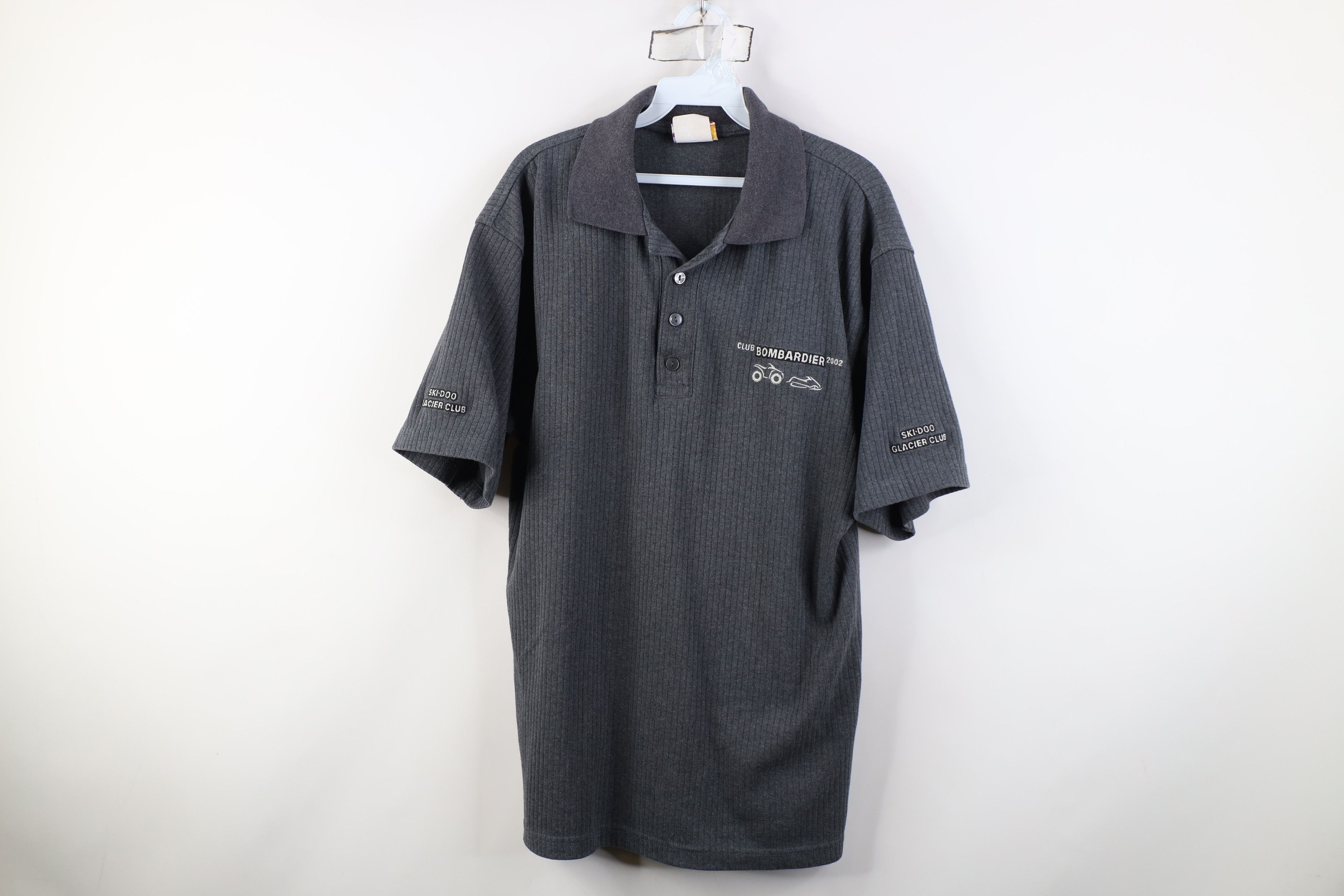Vintage Vintage Y2K 2002 Ski Doo Bombardier Ribbed Polo Shirt Gray Size US XL / EU 56 / 4 - 1 Thumbnail