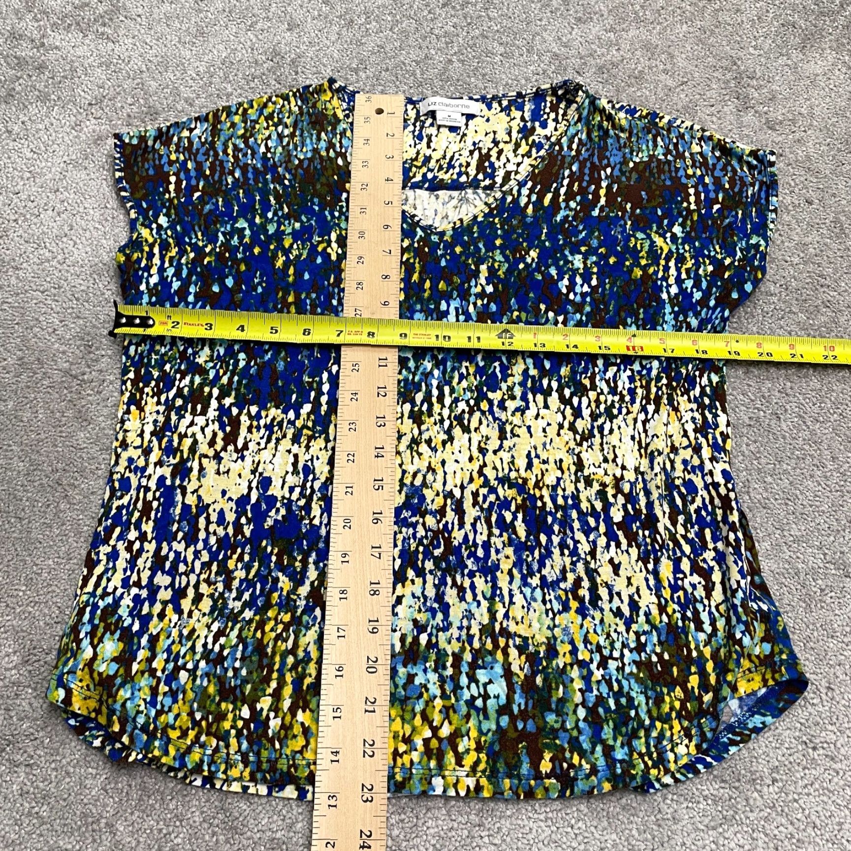Liz Claiborne Liz Claiborne Blouse Women M Multicolor Rayon V-Neck Short Sleeve Casual Shirt Size M / US 6-8 / IT 42-44 - 6 Thumbnail