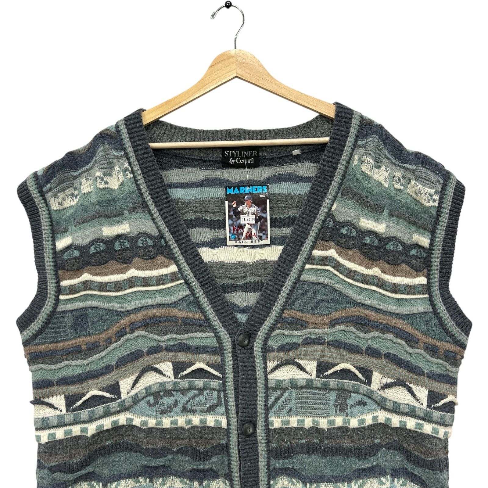 Vintage Vintage 3D Patterned Knit Button Down Sweater Vest XL Size US L / EU 52-54 / 3 - 2 Thumbnail