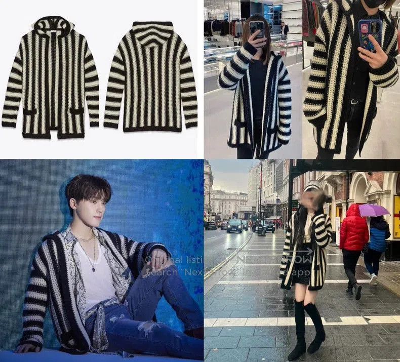 Saint Laurent Paris Saint Laurent Paris Black and white striped cardigan sweate Size US L / EU 52-54 / 3 - 9 Thumbnail