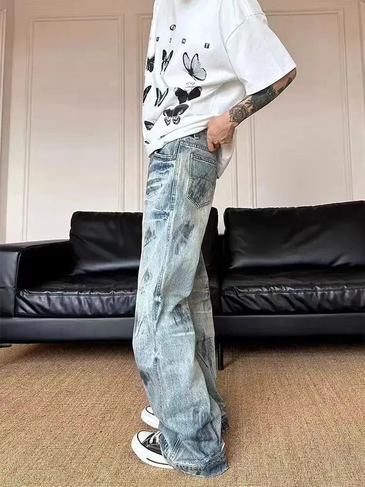 Japanese Brand Street graffiti-style washed and distressed baggy jeans Size US 32 / EU 48 - 3 Thumbnail