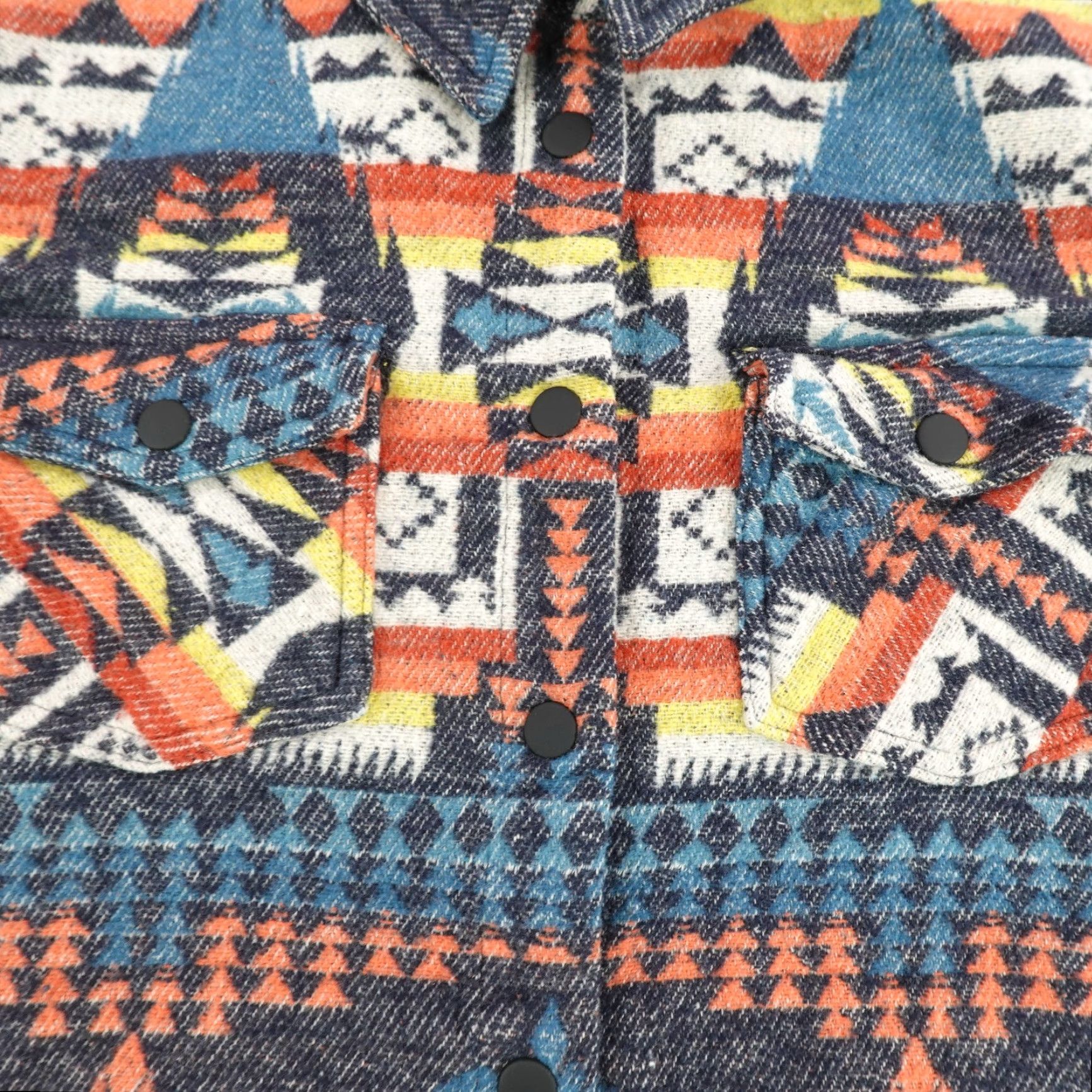 Denime Rock & Roll Denim Shacket Womens XL Blue Orange Southwestern Aztec Flannel Size XL / US 12-14 / IT 48-50 - 4 Thumbnail