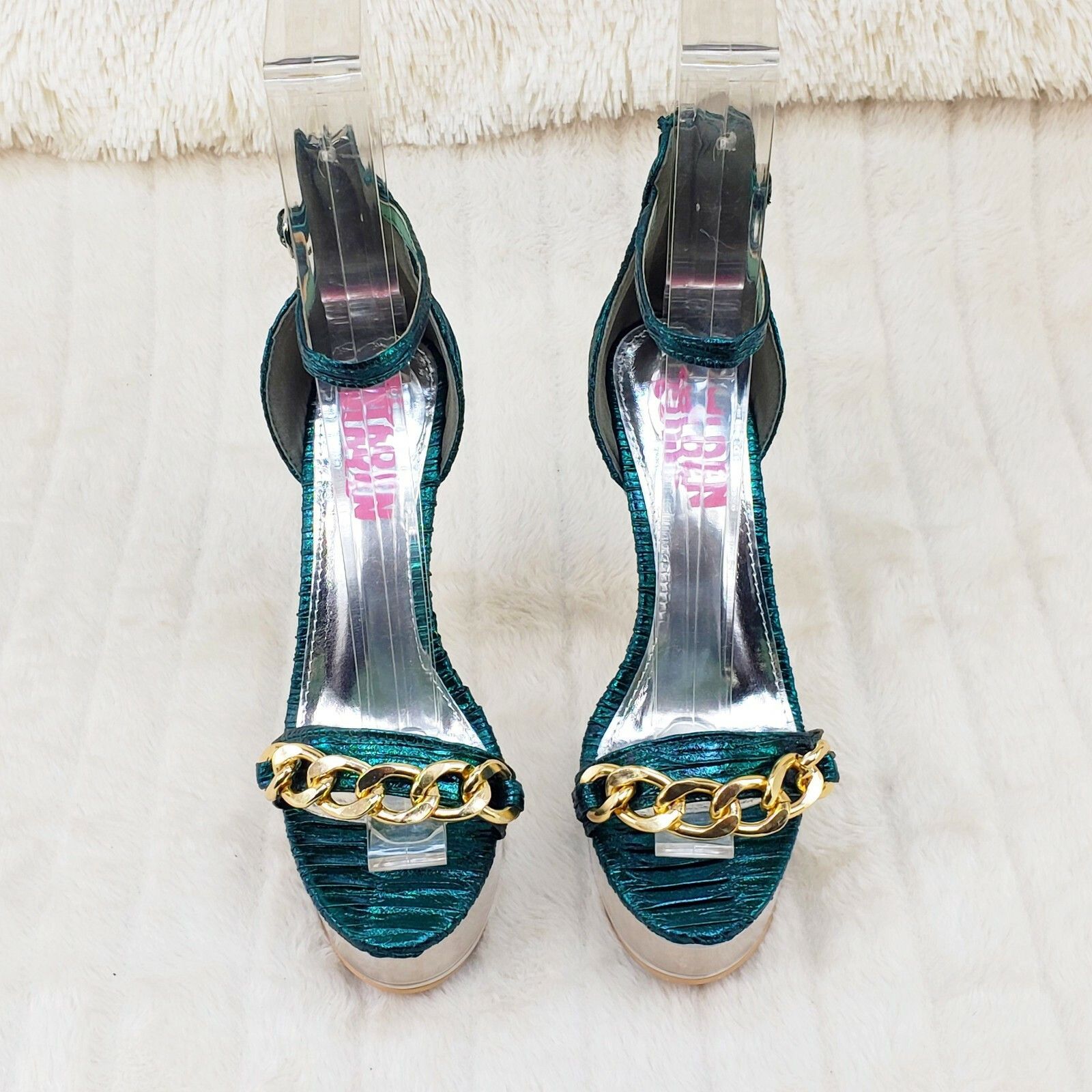 Other Voltaire Shimmery Green Closed Back Clear Platform High Heel Size US 6.5 / IT 36.5 - 5 Thumbnail