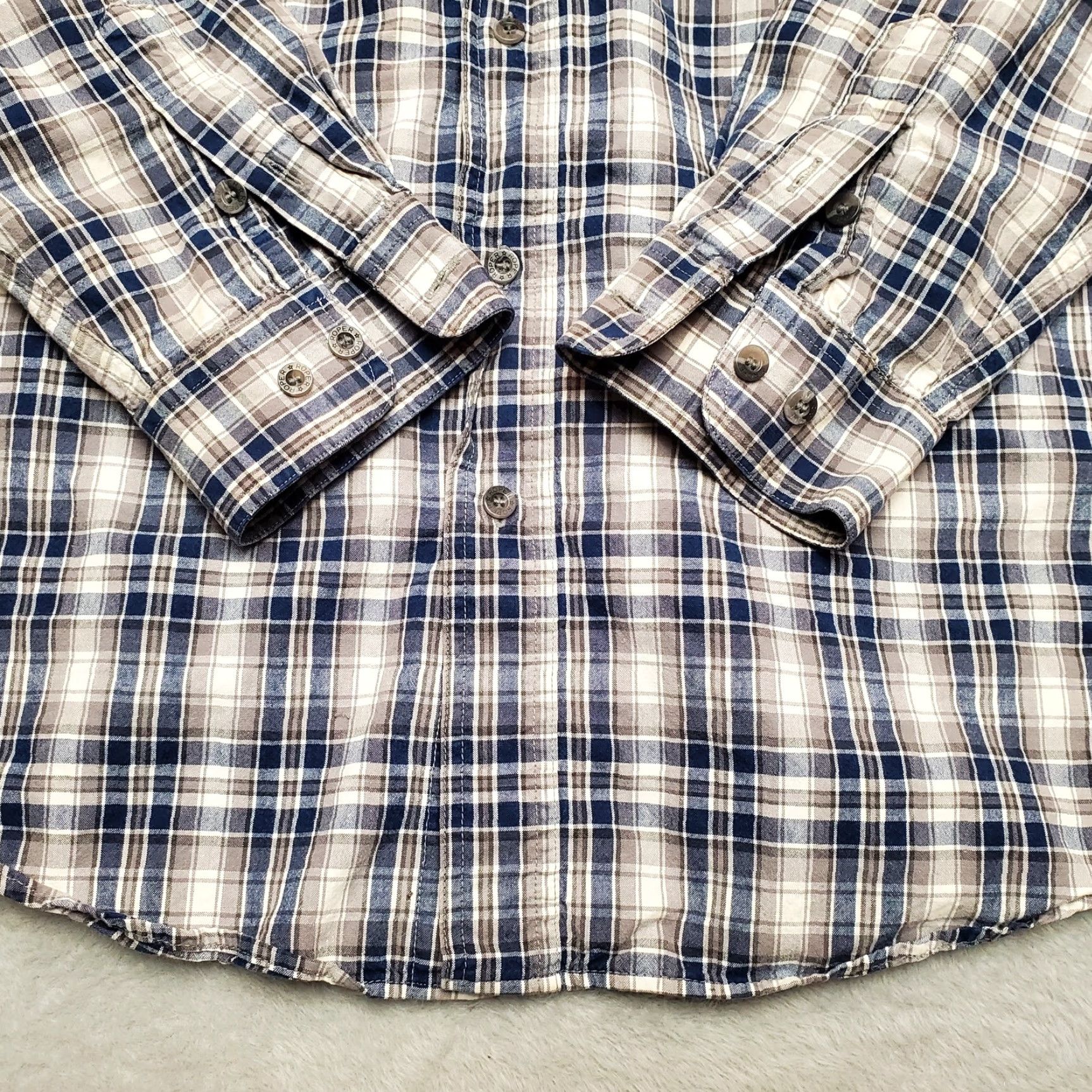 Roper Roper Shirt Mens Large Blue Plaid Long Sleeve Button Western Cowboy Rodeo Casual Size US L / EU 52-54 / 3 - 4 Thumbnail