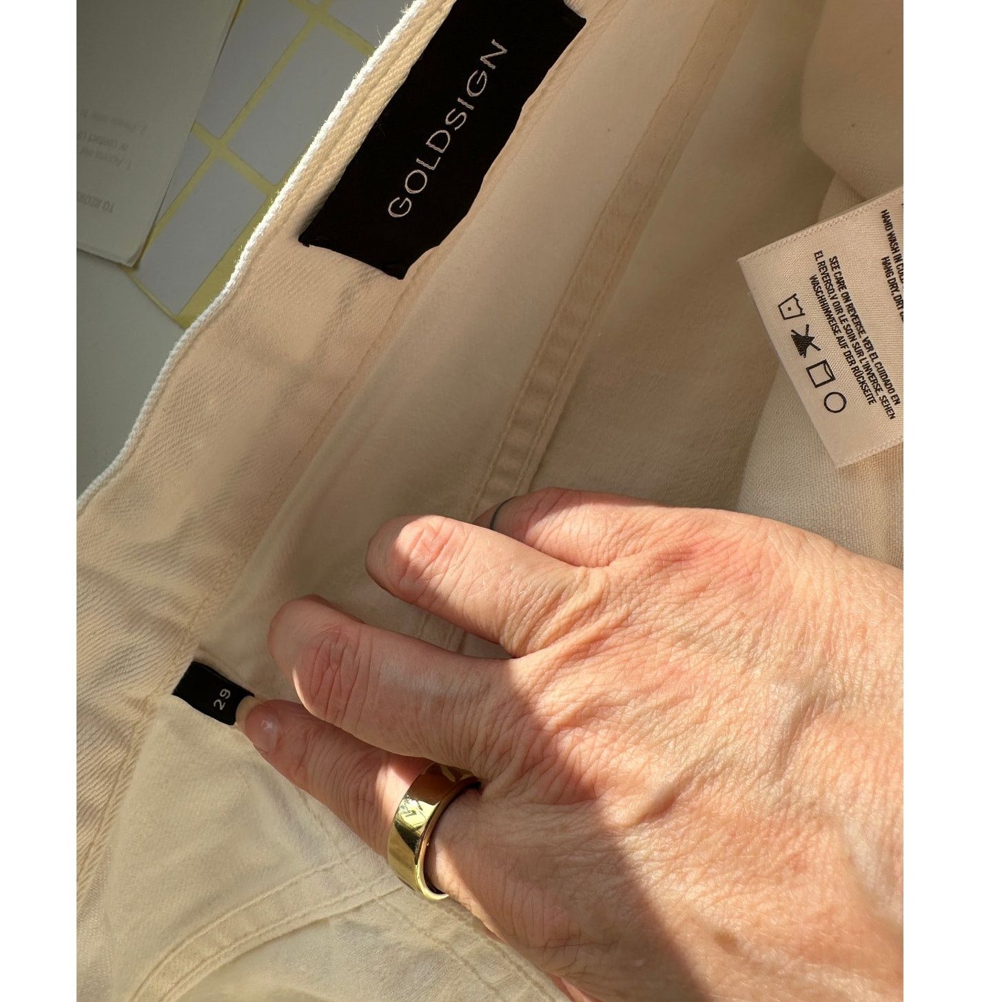 GOLDSIGN Goldsign Ivory Straight-Leg 100% Cotton Jeans 29 Button Fly Size 29" - 7 Thumbnail
