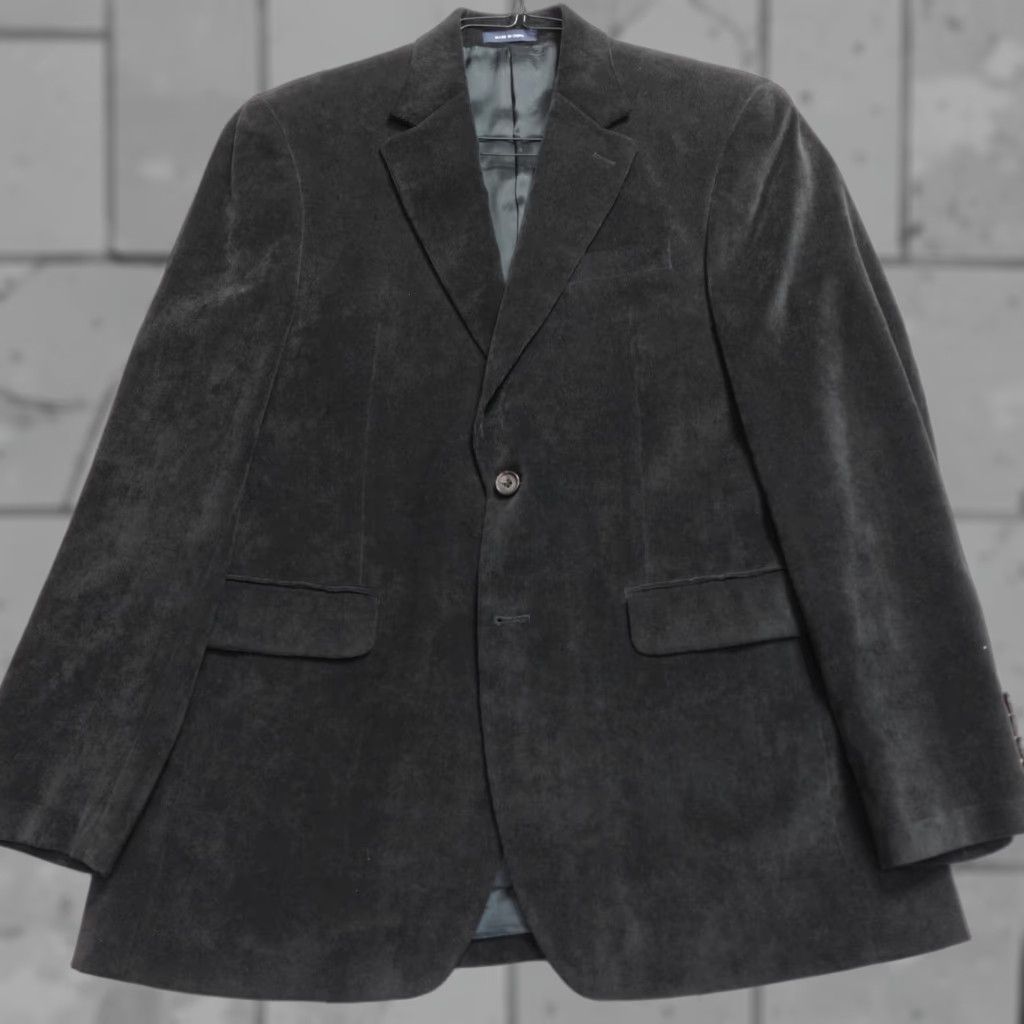 Ralph Lauren Lauren Ralph Lauren Jacket Black Corduroy Notch Lapels Sport Coat 40 Regular Nylon Polyester Spandex Two-Button Single-Breasted Mens Size US XXS / EU 40 - 1 Thumbnail
