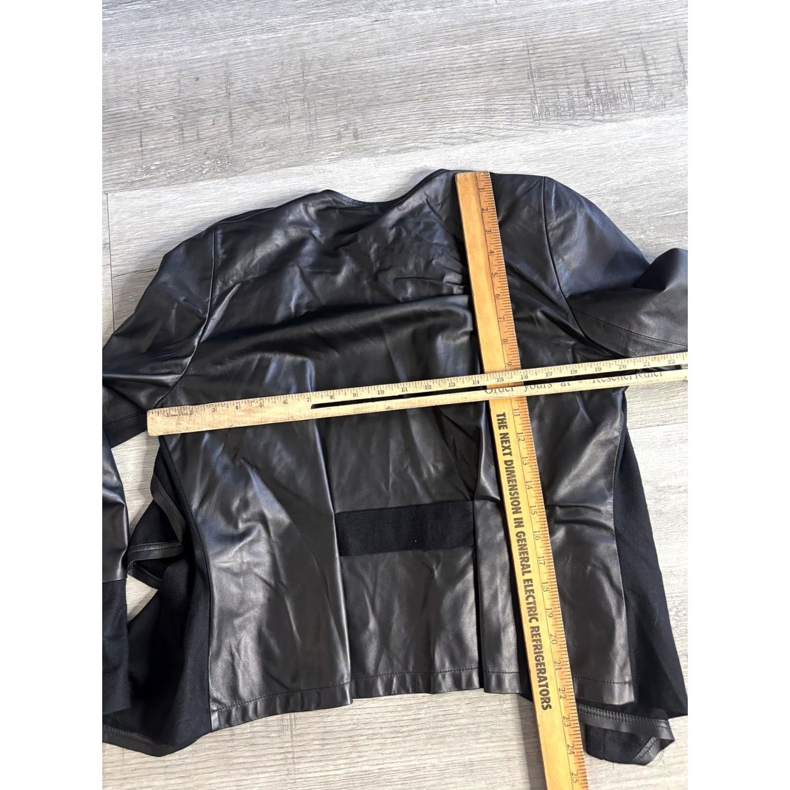 Vintage Lafayette 148 New York Jacket Womens 12 Black Leather Wool Collarless Snap Front Casual Business Women's Jacket Size XL / US 12-14 / IT 48-50 - 5 Thumbnail