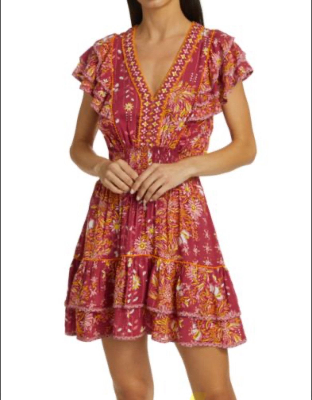 Poupette St Barth POUPETTE ST BARTH Camila Smocked Mini Dress Size M / US 6-8 / IT 42-44 - 1 Thumbnail