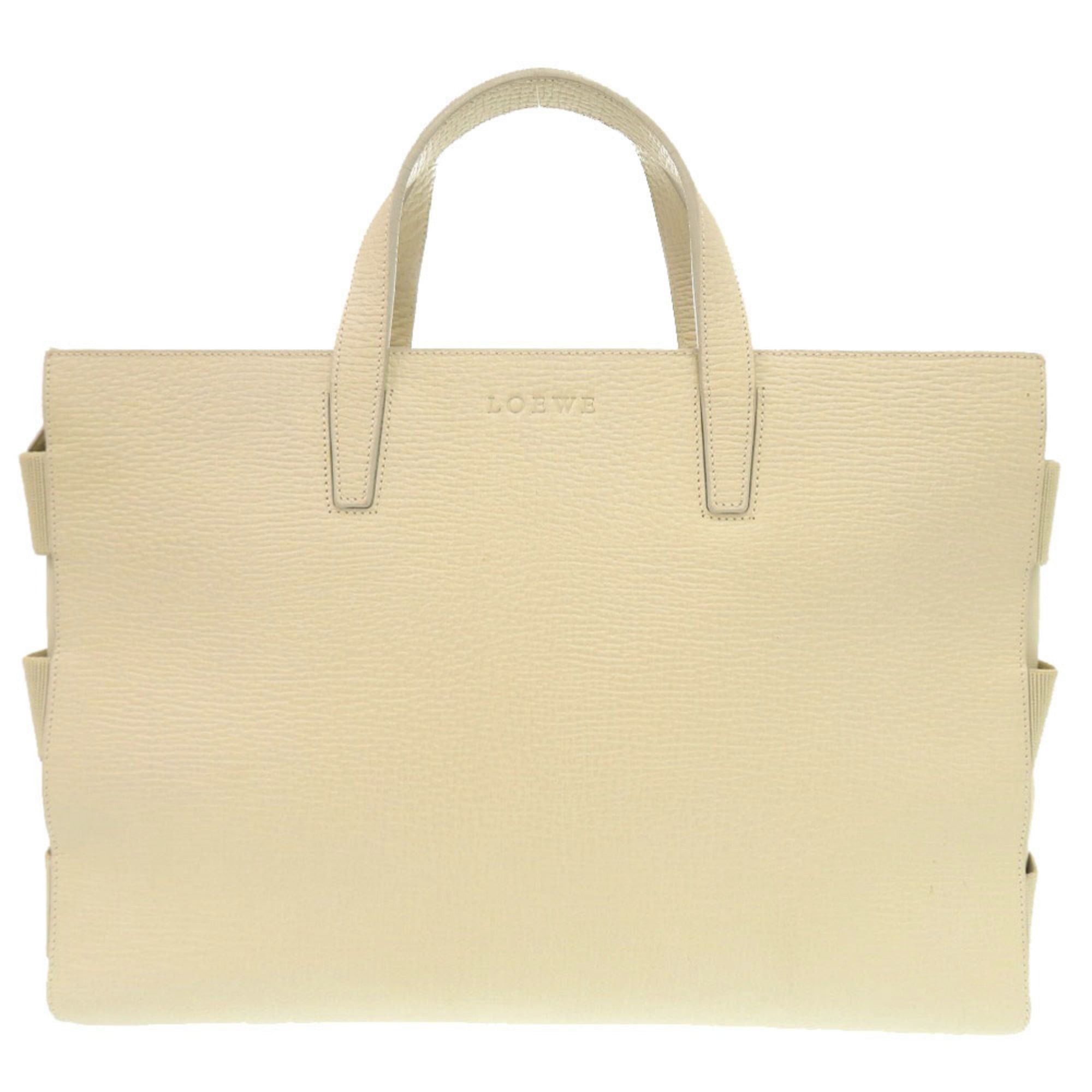 Loewe LOEWE Logo Leather Ivory Tote Bag Handbag 1329LOEWE Size ONE SIZE - 1 Thumbnail