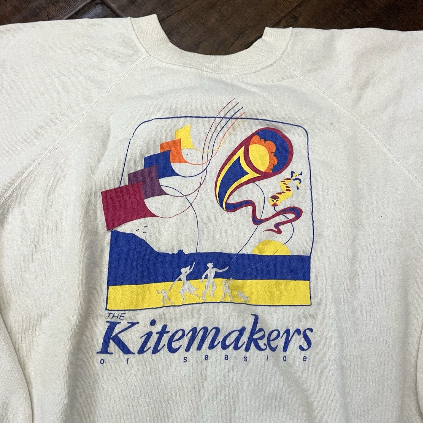 Hanes VINTAGE 1980s Hanes Pullover Sweatshirt Men XL White Ocean Beach Surf Nature Art Beach Theme Size US XL / EU 56 / 4 - 2 Thumbnail