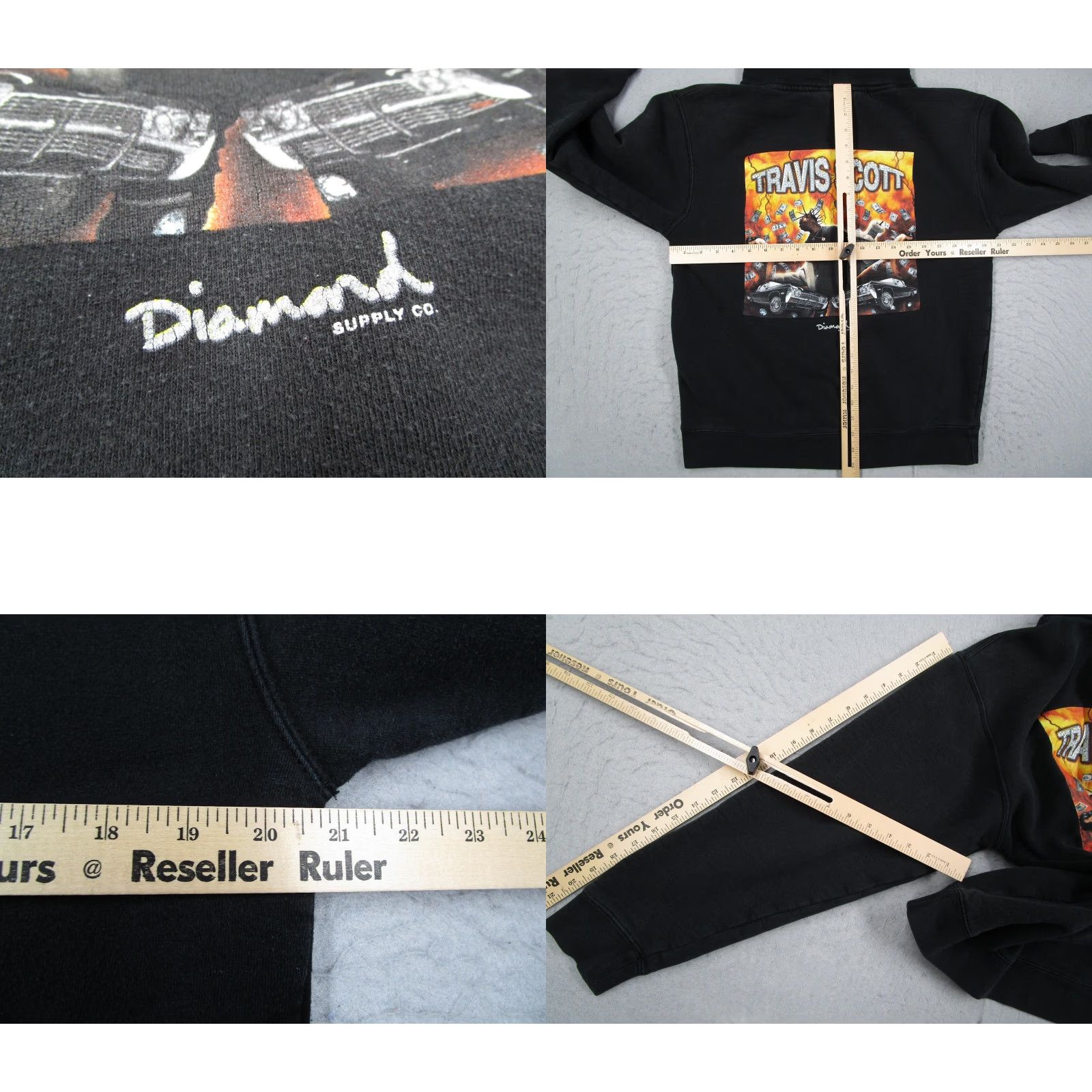 Diamond Supply Co. Diamond Supply Co Hoodie Mens Small Black Travis Scott Collab Back Print Size US S / EU 44-46 / 1 - 8 Thumbnail