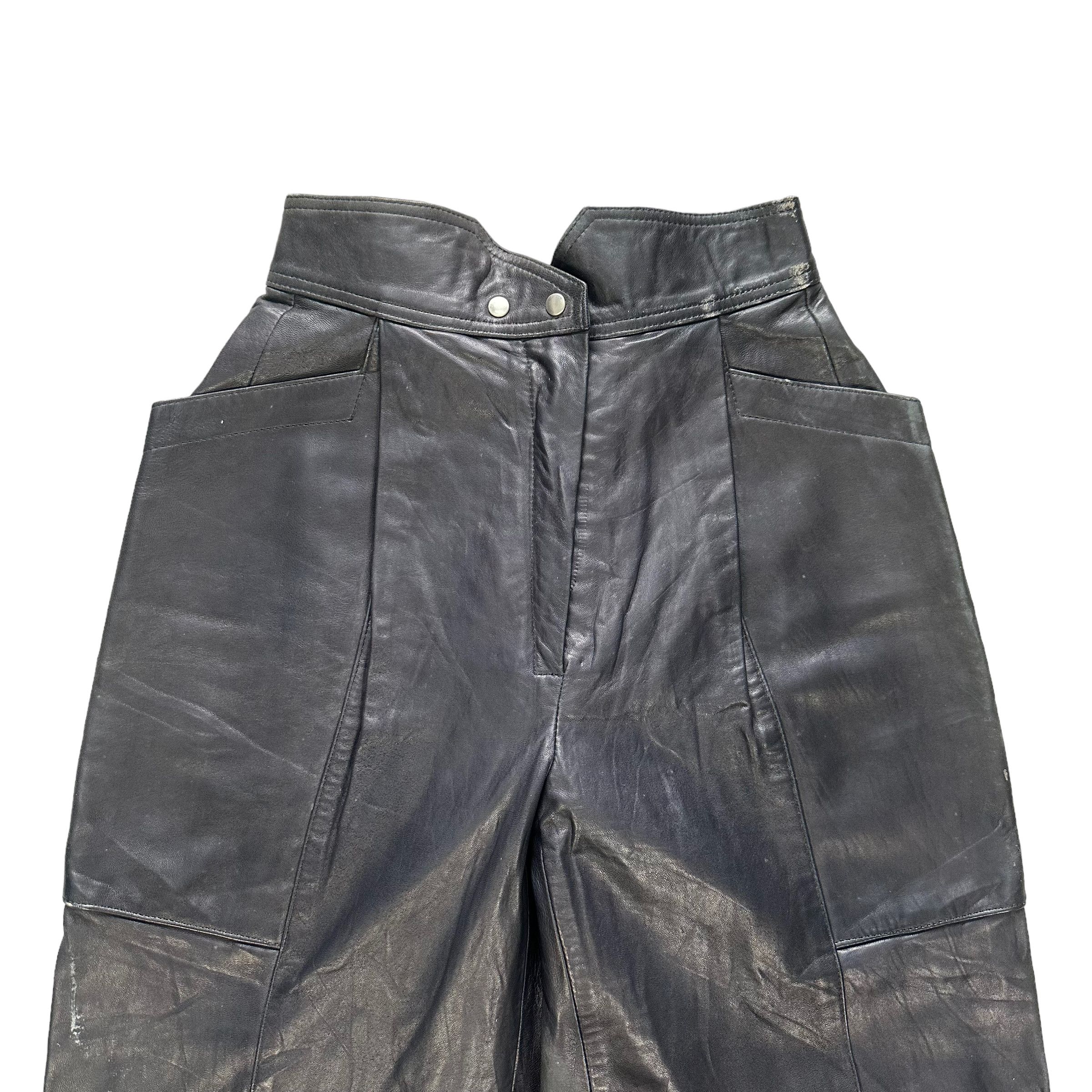 Japanese Brand SERGIO DONATI SNAP BUTTON RIRI ZIP LEATHER PANT #8501-012 Size 27" / US 4 / IT 40 - 2 Thumbnail
