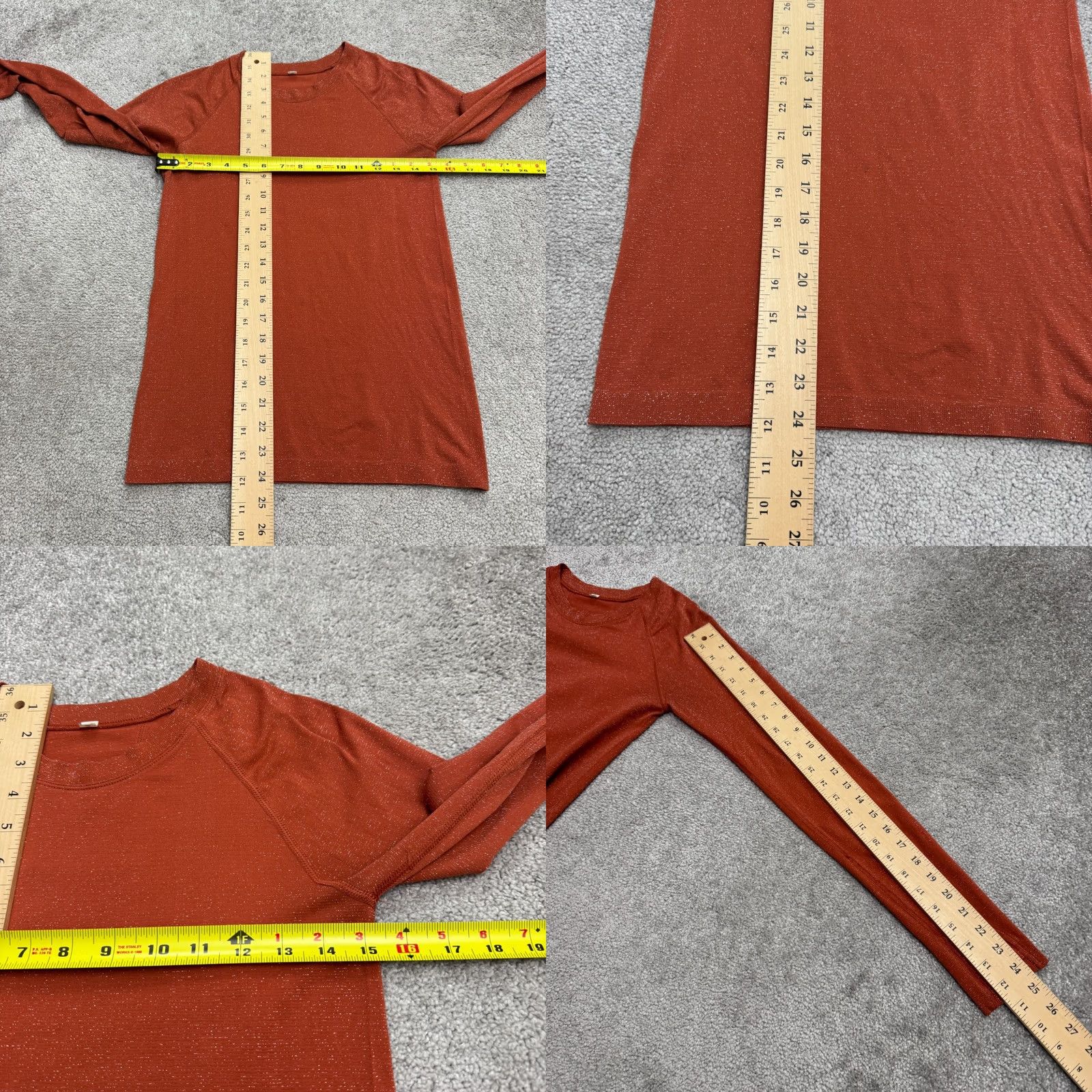 Athleta Athleta Momentum Glitter Sparkle Long Sleeve Shirt Womens Small Orange Crew Neck Shirt Size XS / US 0-2 / IT 36-38 - 8 Thumbnail