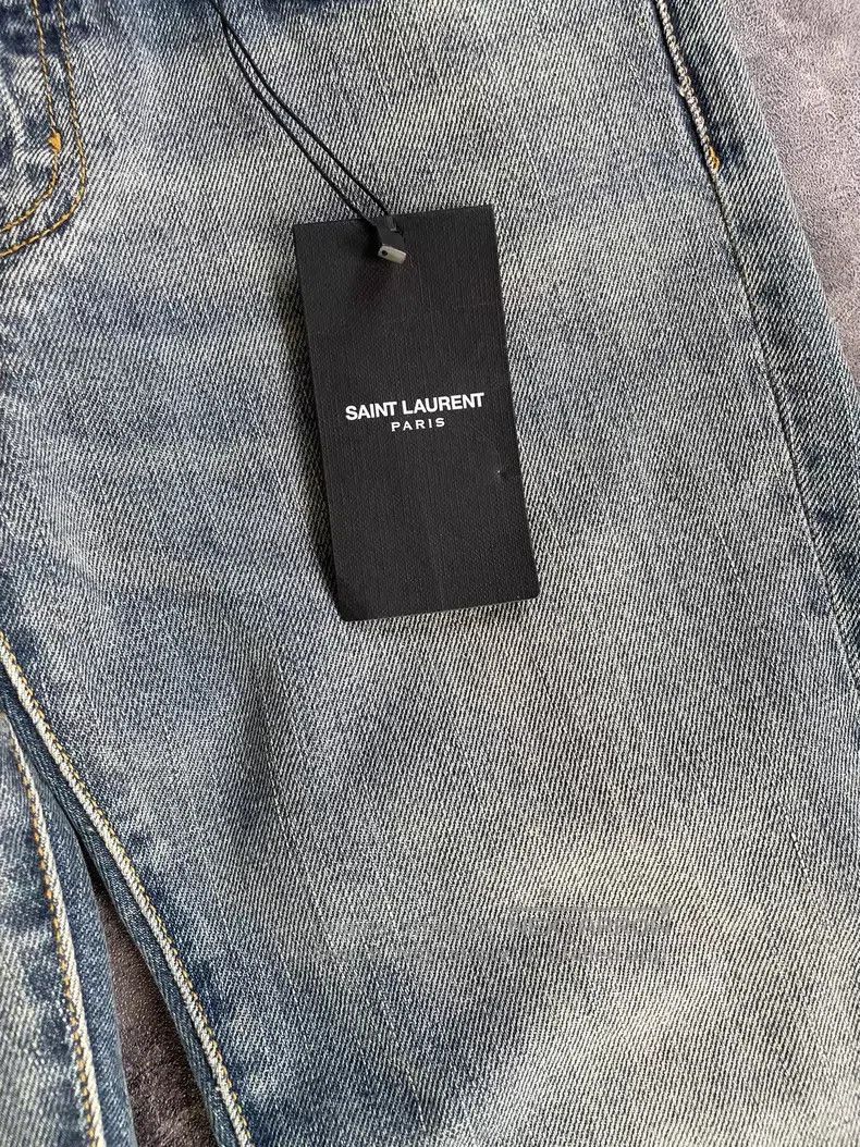 Saint Laurent Paris Saint Laurent Paris Light Blue Faded Cat Whisker Denim Jea Size US 27 - 6 Thumbnail
