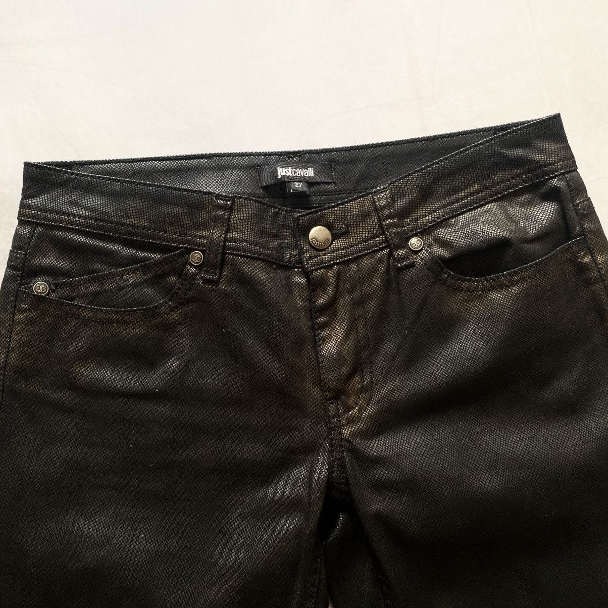 Roberto Cavalli Archive Just Cavalli Rare Snake Skin Black/Gold Print Pants Size 27" / US 4 / IT 40 - 7 Thumbnail