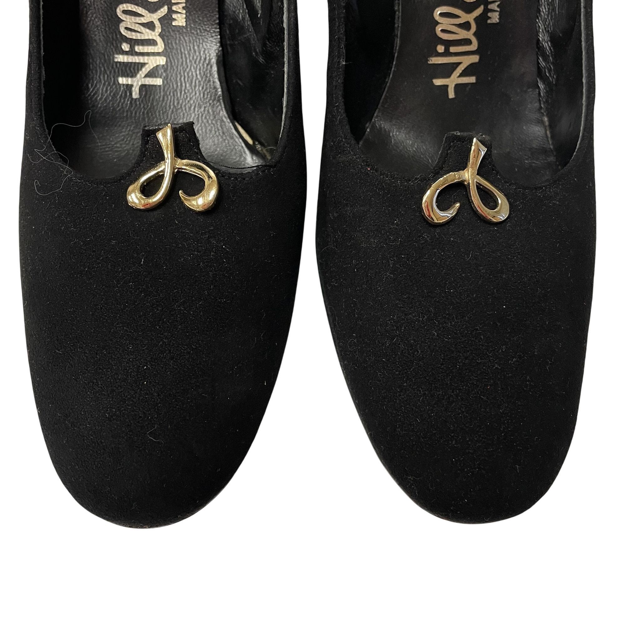 Other Vtg Hill & Dale Suede Leather Pumps Medallion High Heels Size US 5.5 / IT 35.5 - 4 Thumbnail