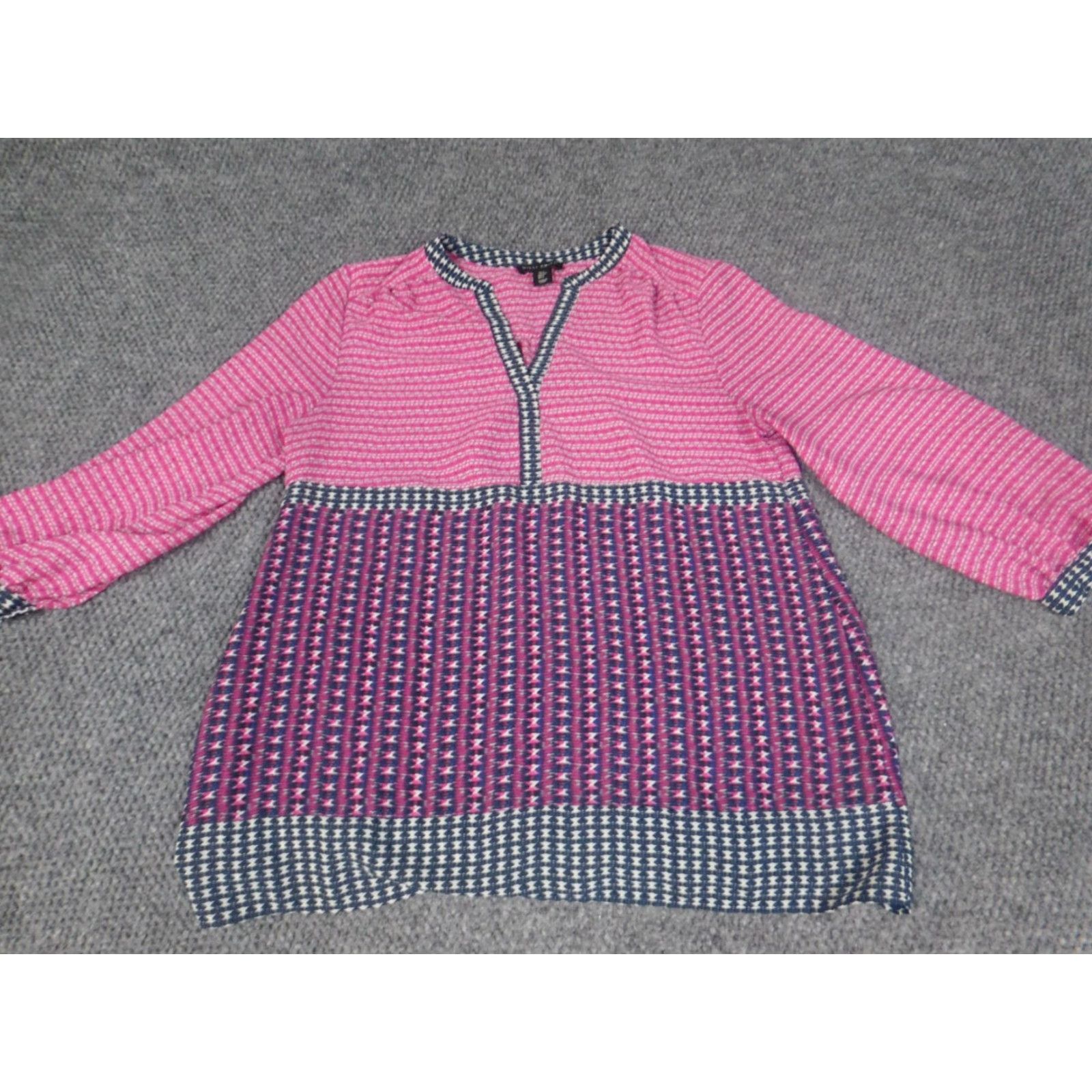 Willi Smith Willi Smith Blouse Womens S Pink Striped Pullover Collared Long Sleeve Button Polyester Regular Stretch Casual Vintage No Size S / US 4 / IT 40 - 4 Thumbnail