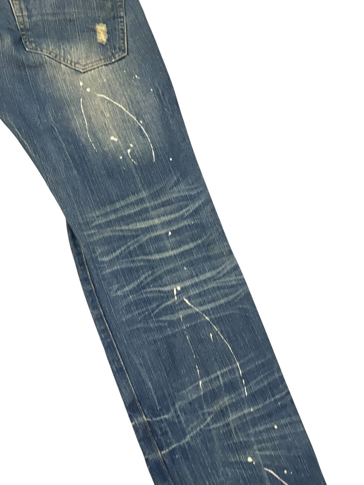 Japanese Brand Slim Jeans Root Three Faded Distress Painter 1🟦7 Size US 31 - 12 Thumbnail
