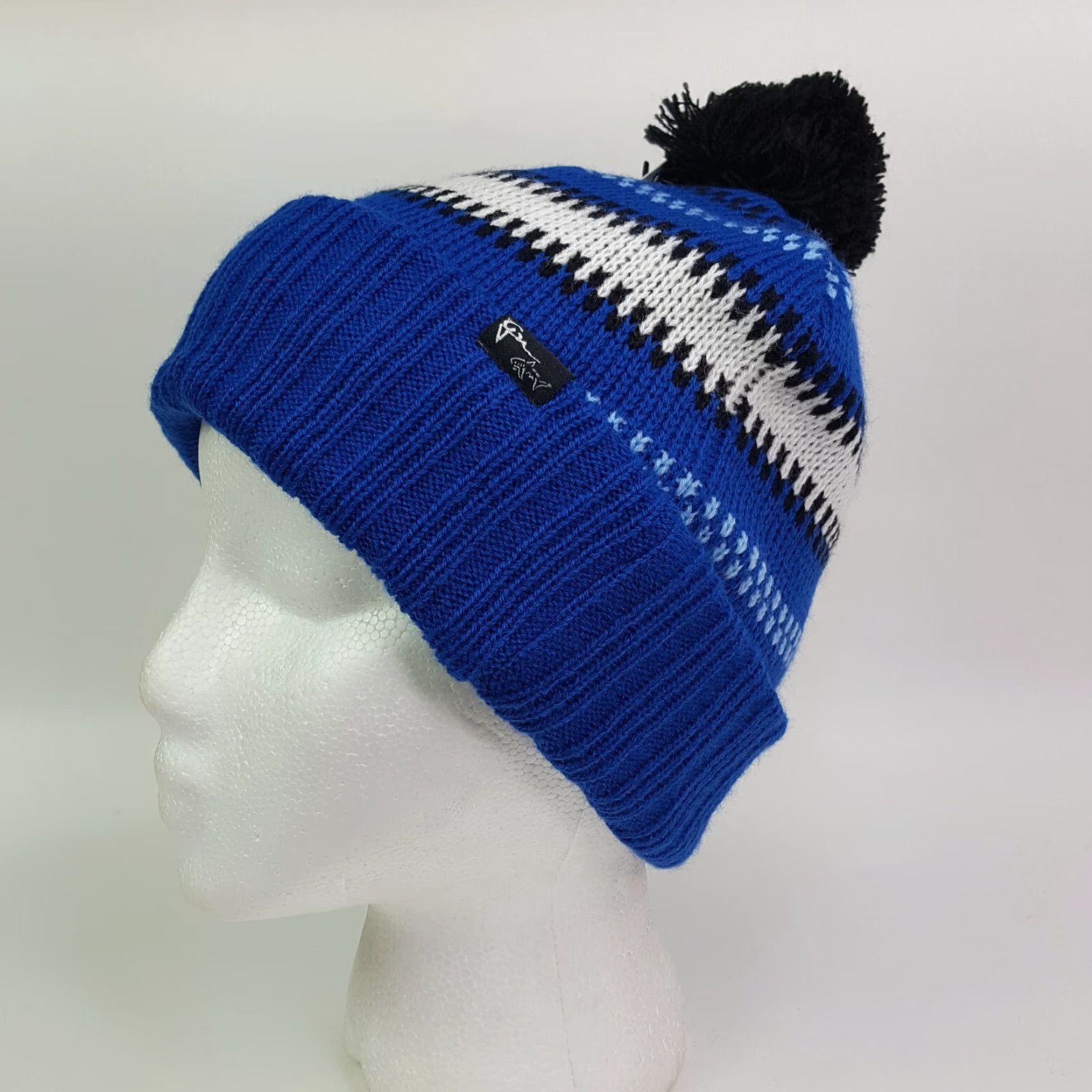 Logo 7 VINTAGE Greg Norman Golf Shark Logo Knit Beanie Adult One Size Striped Toboggan Hat Cap Size ONE SIZE - 2 Thumbnail
