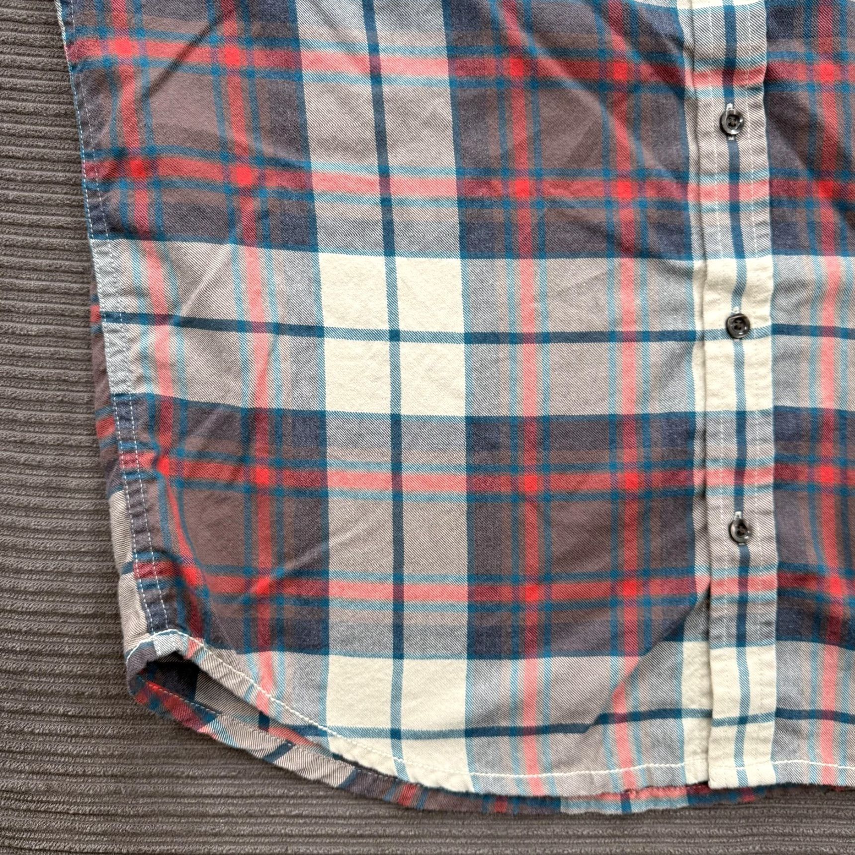 Prana prAna Shirt Mens Medium Blue Red Gray Plaid Button-Down Organic Cotton Blend Shirt Size US M / EU 48-50 / 2 - 6 Thumbnail