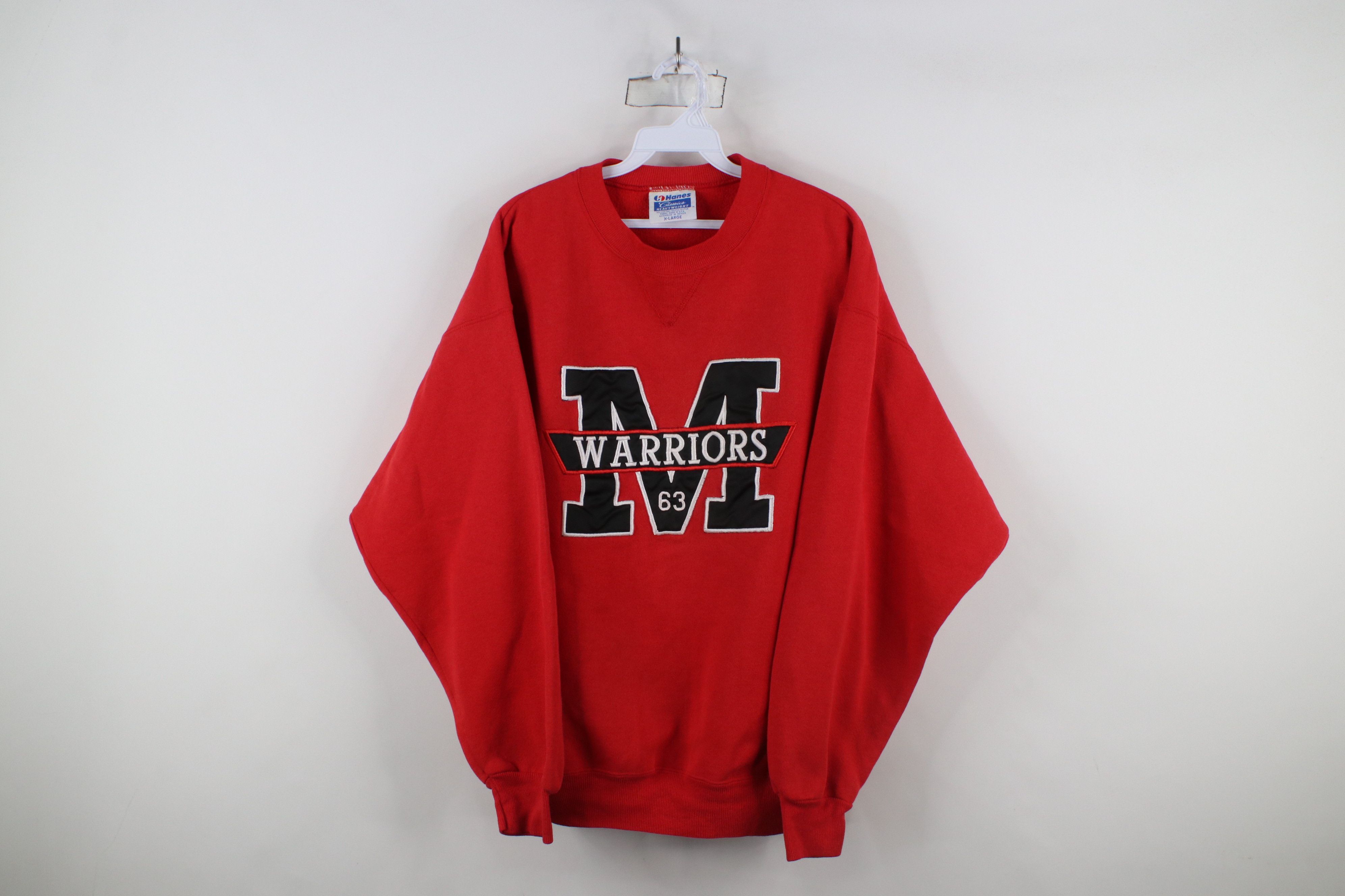 Vintage Vintage 90s Streetwear Warriors Crewneck Sweatshirt Red Size US XL / EU 56 / 4 - 1 Thumbnail