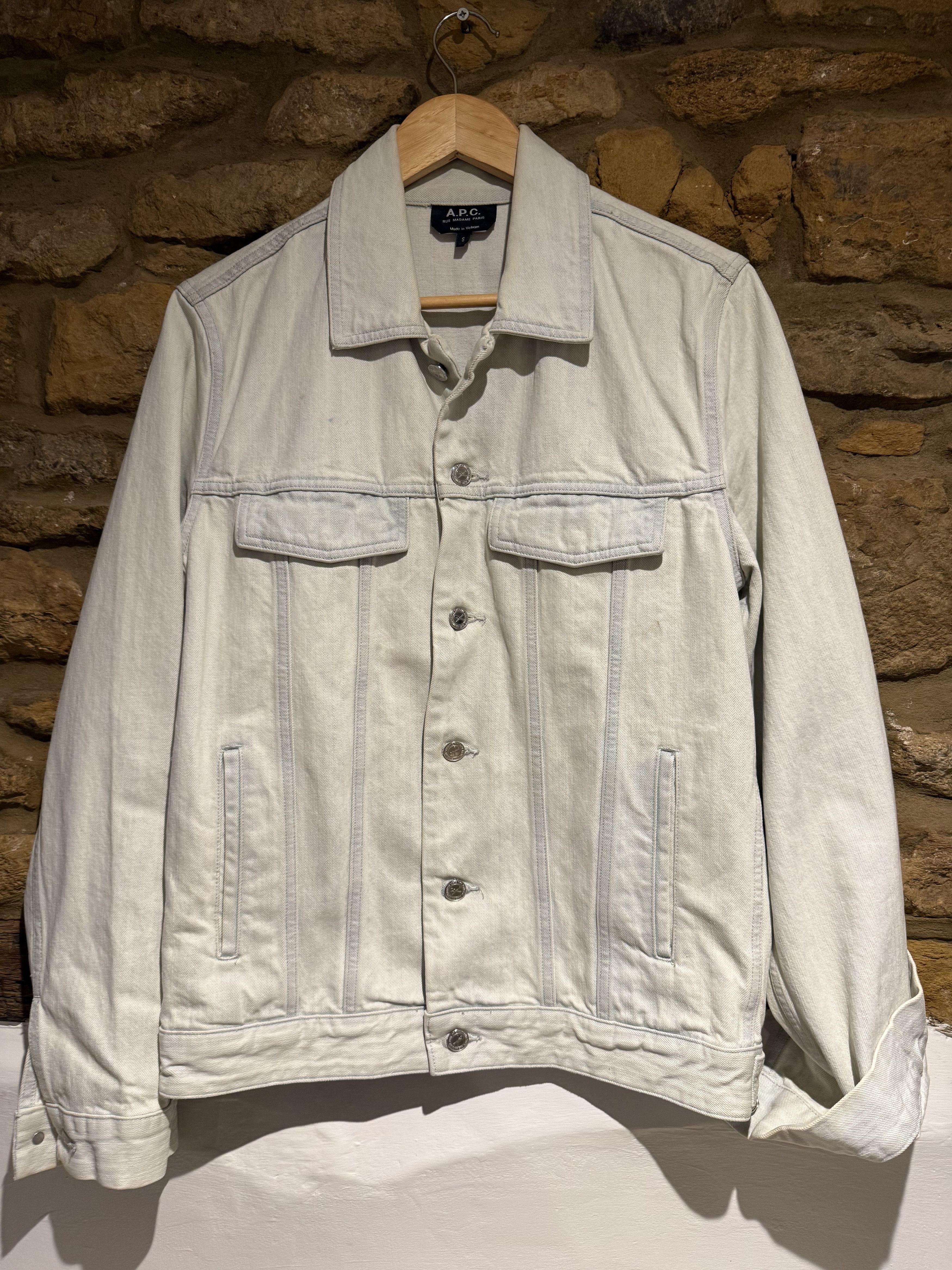 A.P.C Mens Button Up Denim Jacket - white washed