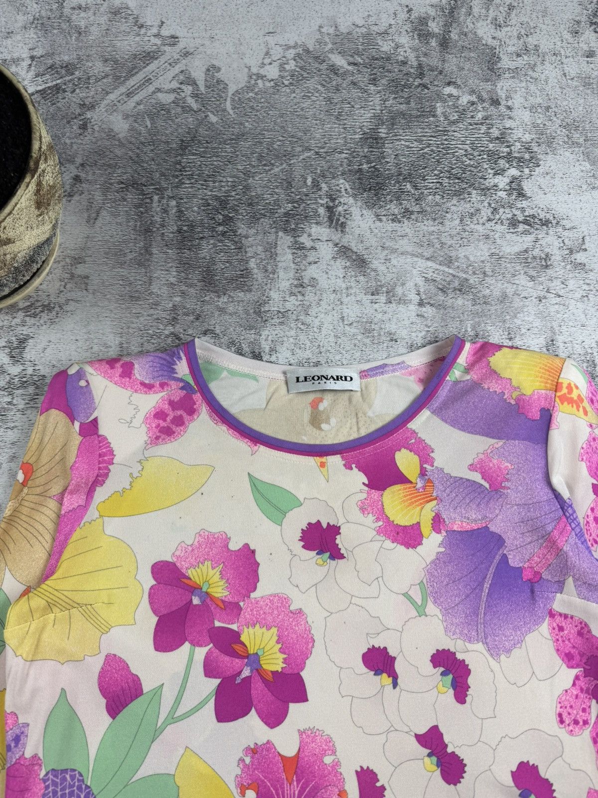 Leonard Paris × Vintage RARE Leonard Paris Floral Silk 40 Designer Tunic Dress Luxury Shirt Blouse Top Size M / US 6-8 / IT 42-44 - 14 Thumbnail