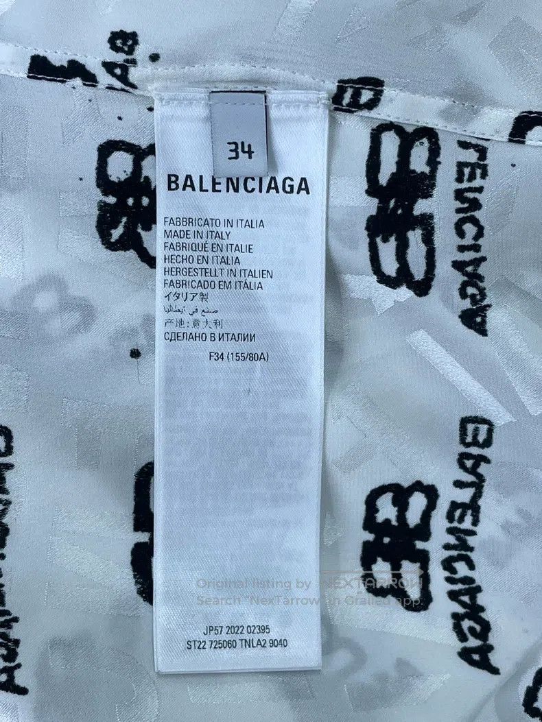 Balenciaga Balenciaga Black and White Full Logo Silk Tie Waist Long S Size XXS / US 00 / IT 34 - 5 Thumbnail