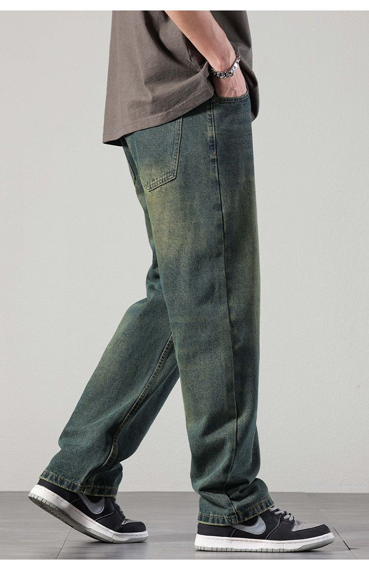 Japanese Brand × Jean Classic retro casual versatile olive green loose jeans Size US 32 / EU 48 - 3 Thumbnail