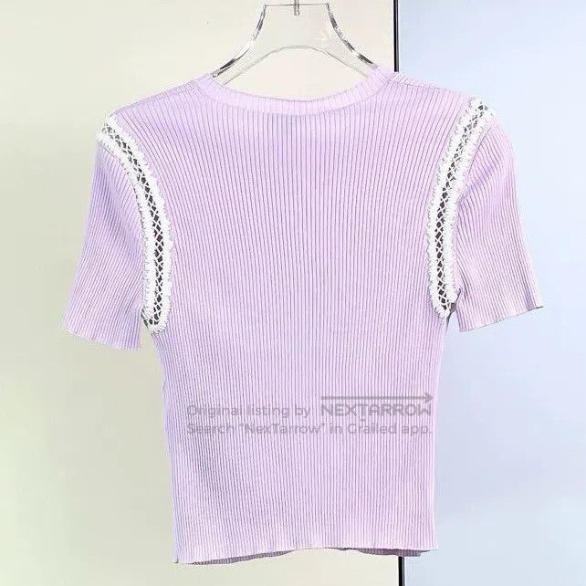 Chanel Chanel 22C lilac drop-shoulder hollow cardigan short sleev Size XXS / US 00 / IT 34 - 2 Thumbnail