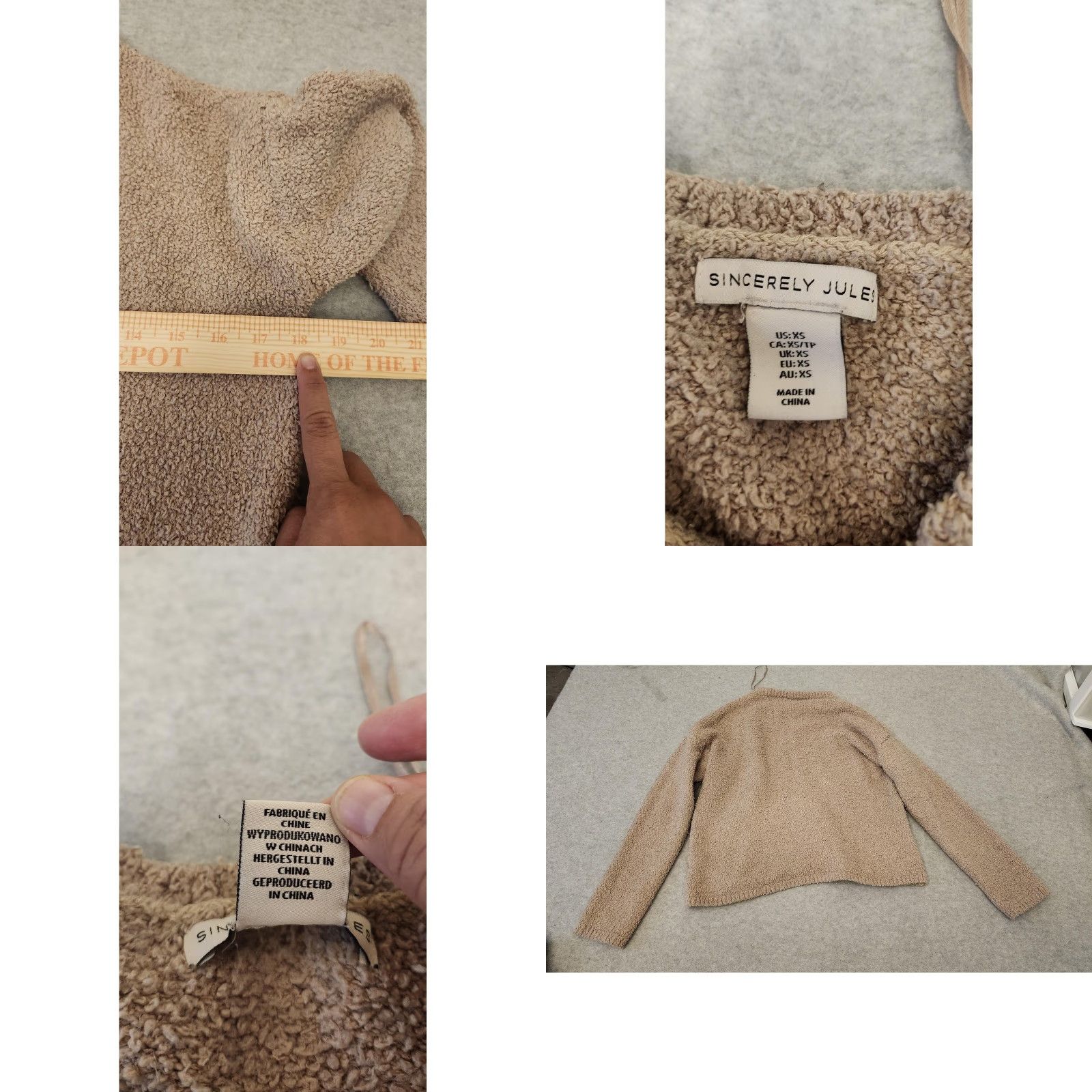 Vintage Sincerely Jules Set Womens XS Tan Textured Lounge 2 Piece Sweater Short Set Beige Night 90s? Size XS / US 0-2 / IT 36-38 - 10 Thumbnail