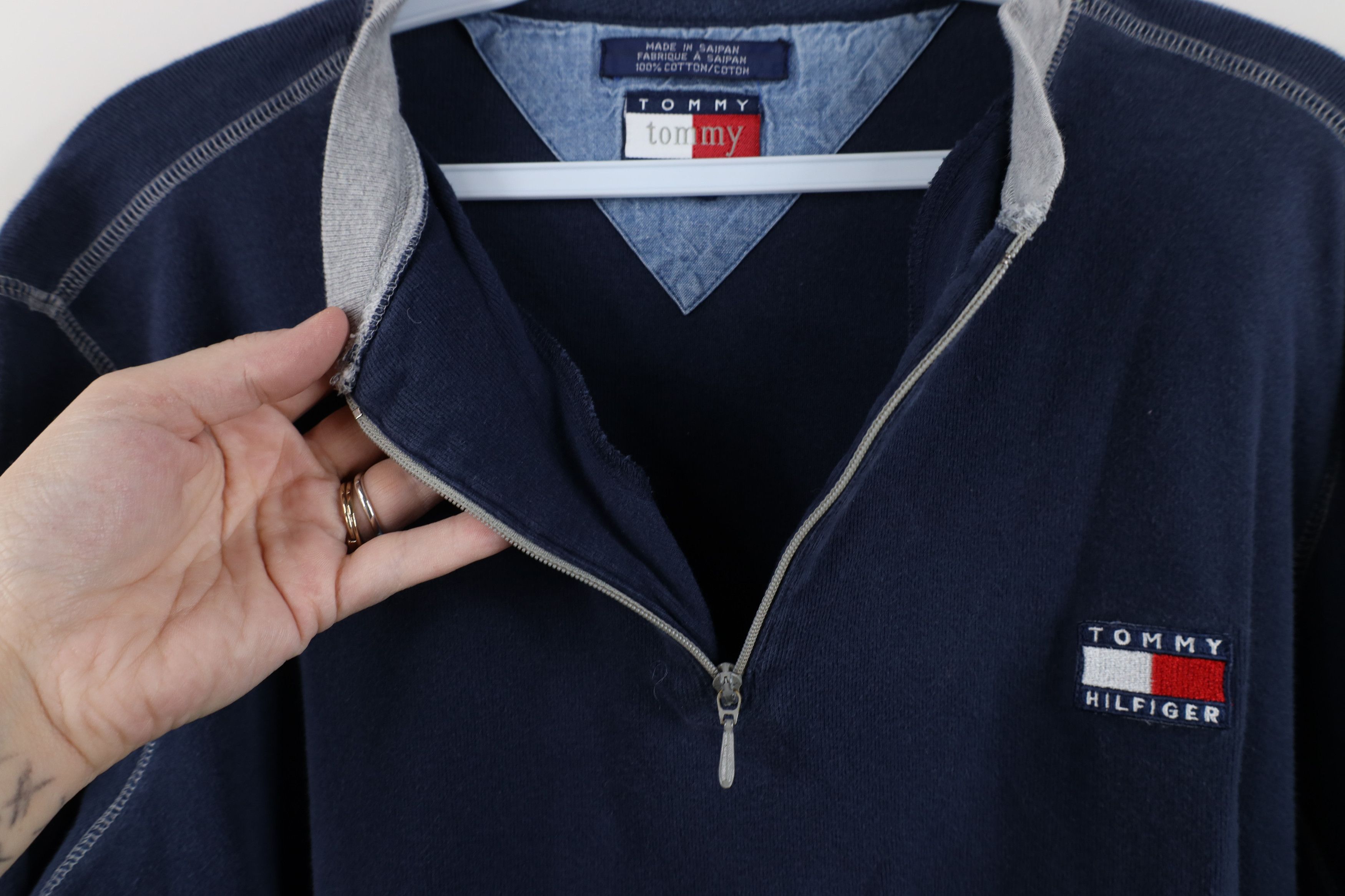 Tommy Hilfiger Vintage 90s Tommy Hilfiger Ribbed Knit Half Zip T-Shirt Size M / US 6-8 / IT 42-44 - 5 Thumbnail