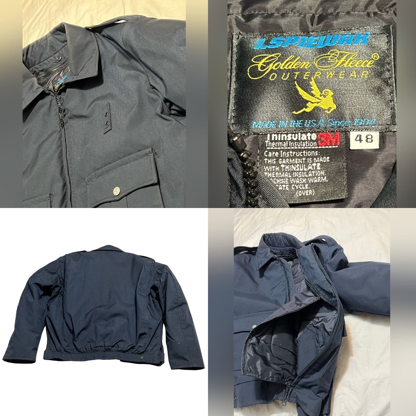 Vintage VINTAGE i.spiewak Police Security Duty Jacket THINSULATE SZ 48 MADE IN USA Men Nylon Blue Military Jacket 48 Mens Size US M / EU 48-50 / 2 - 8 Thumbnail