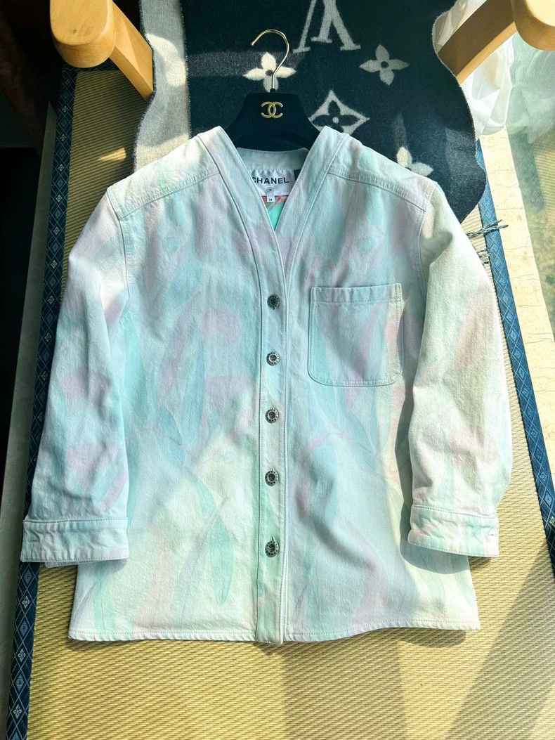 Chanel 2020 Vacation Series Tie-dyed Washed Denim Jacket Ne