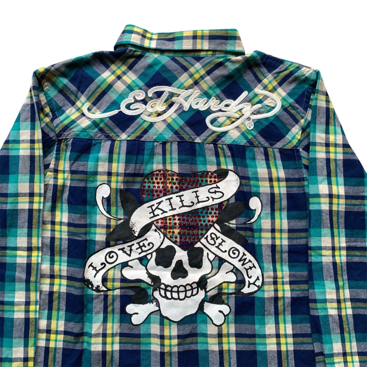 Ed Hardy Ed Hardy Christian Audigier Embroidery Flannel Shirt Y2K Size US M / EU 48-50 / 2 - 2 Thumbnail