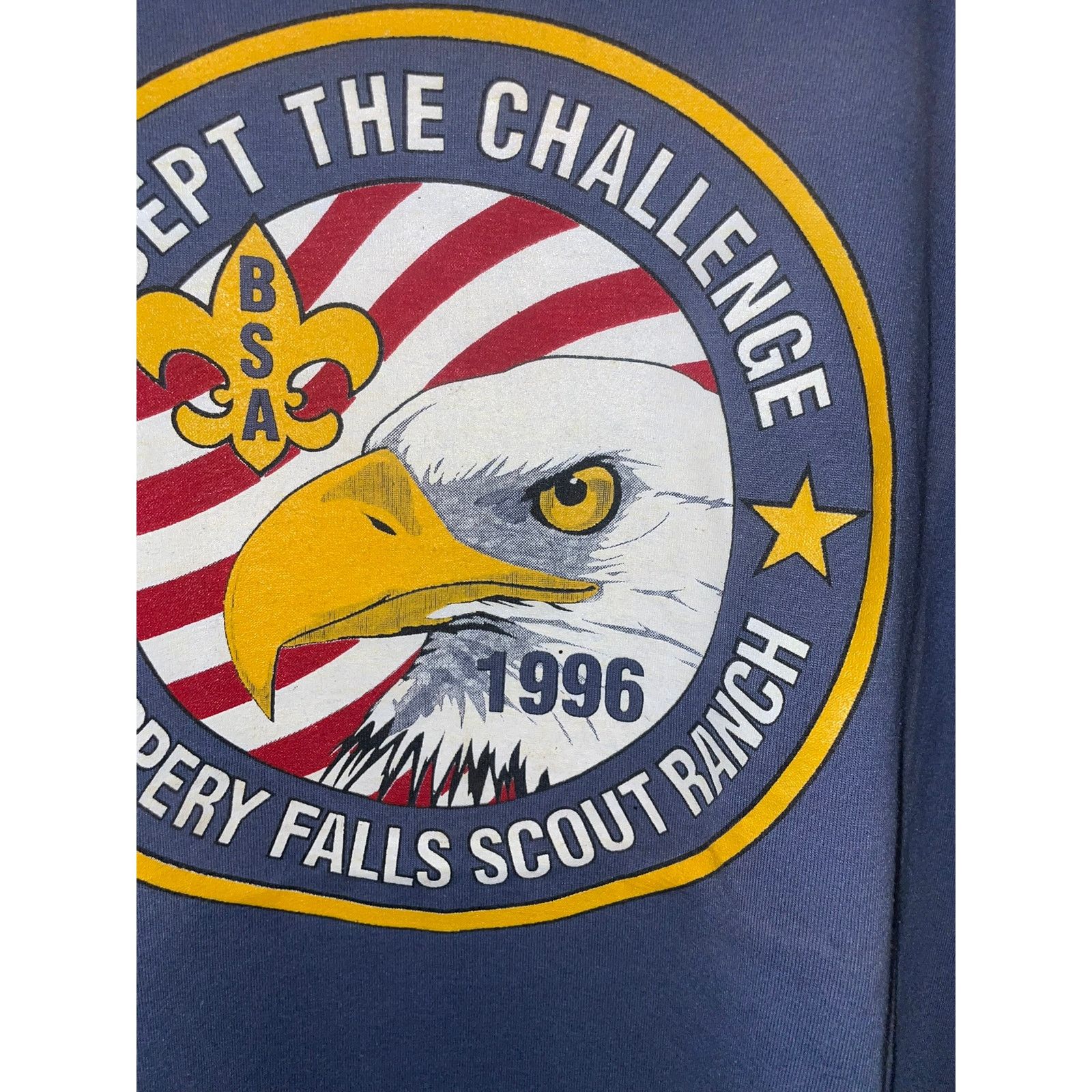 Fruit Of The Loom Vintage Boy Scouts Shirt BSA The Eagle Blue Tee 90s VTG XL Size US XL / EU 56 / 4 - 4 Thumbnail