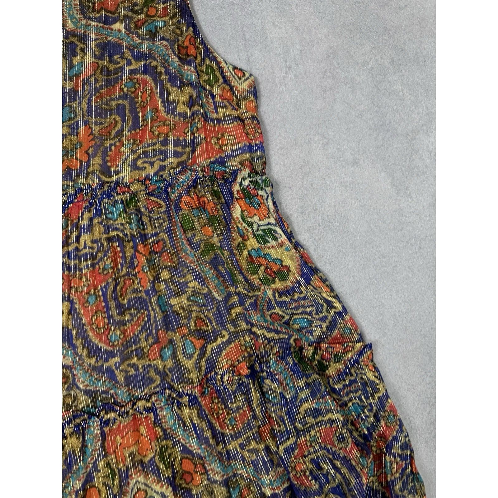 Oliphant OLIPHANT RUFFLE TIERED MAXI PERSIAN COBALT SIZE L DRESS Size L / US 10 / IT 46 - 4 Thumbnail