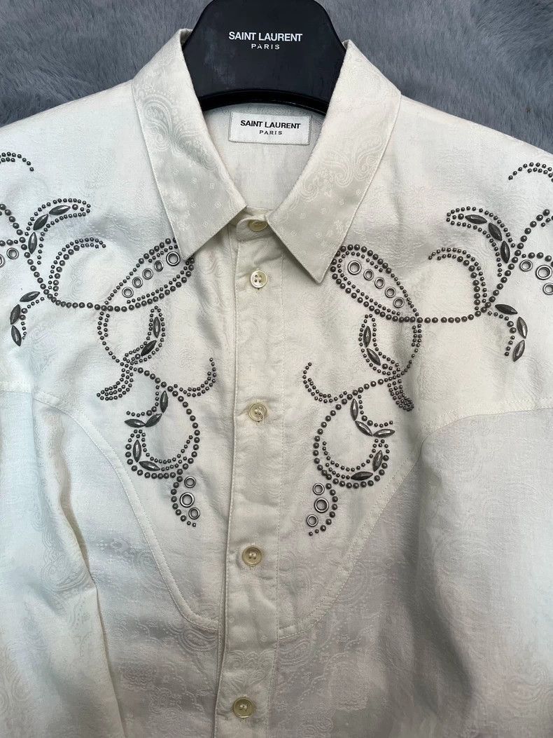 Saint Laurent Paris Saint Laurent Paris Carved embroidery shirt short sleeved-2 Size US M / EU 48-50 / 2 - 3 Thumbnail
