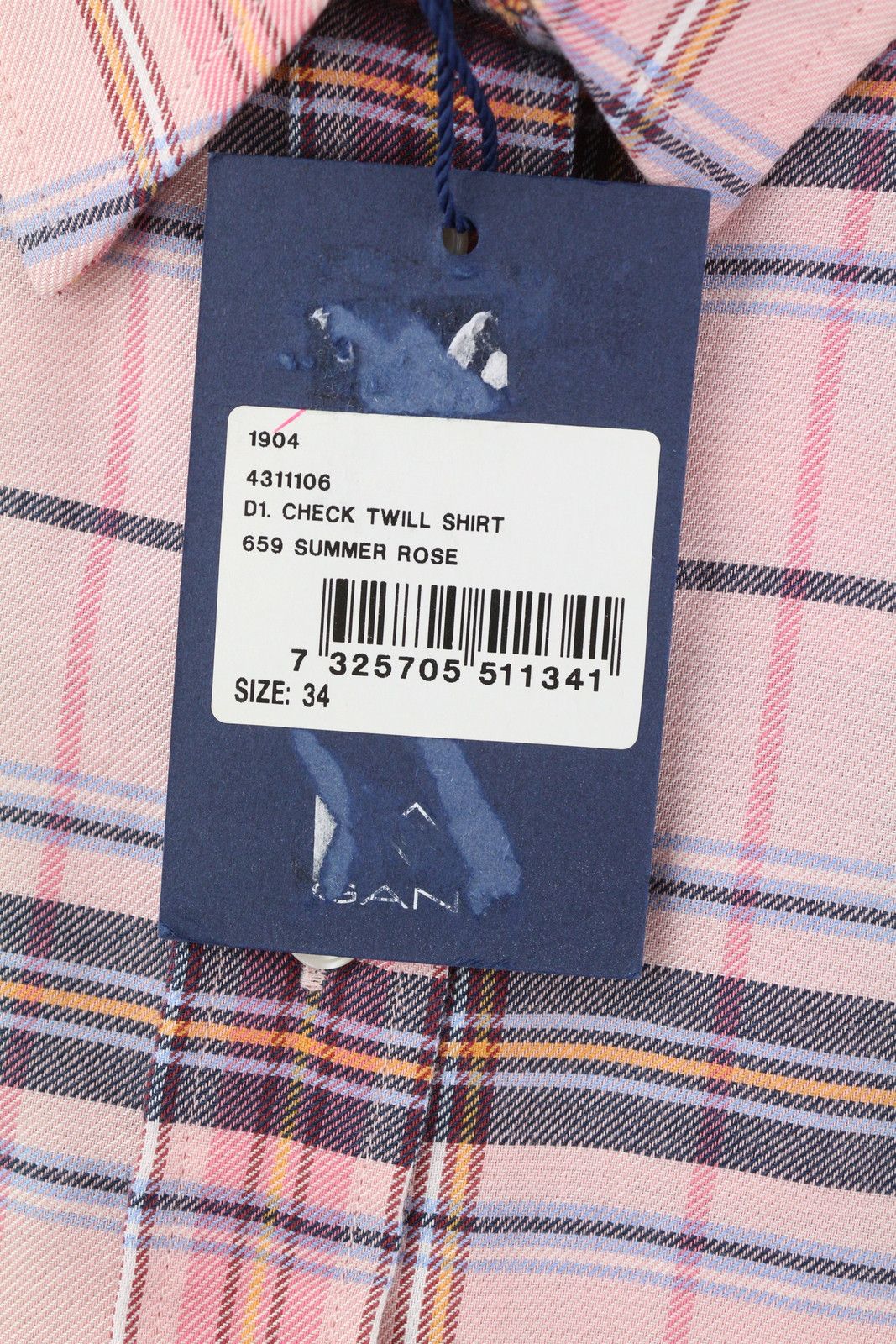 Gant CHECK TWILL EU34 Flannel Button-Up Pink Shirt 84987 Size XS / US 0-2 / IT 36-38 - 7 Thumbnail