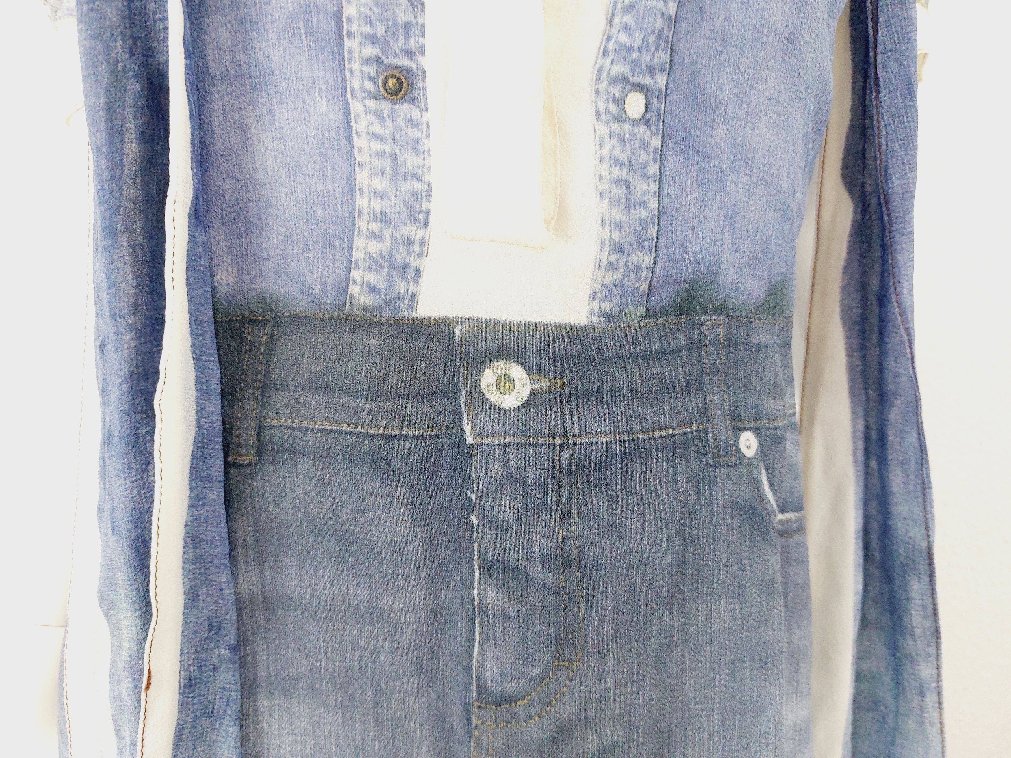 Dolce & Gabbana Dolce & Gabbana D&G Denim Optical Illusion Silk Dress Size M / US 6-8 / IT 42-44 - 4 Thumbnail