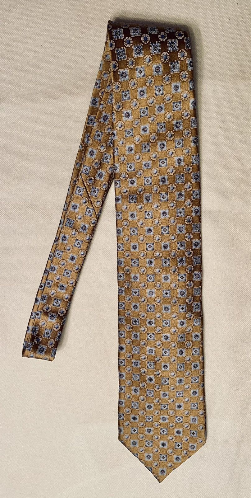 Ermenegildo Zegna Ermenegildo Zegna 🇮🇹 metallic gold/light blue ombré silk tie Size ONE SIZE - 1 Thumbnail