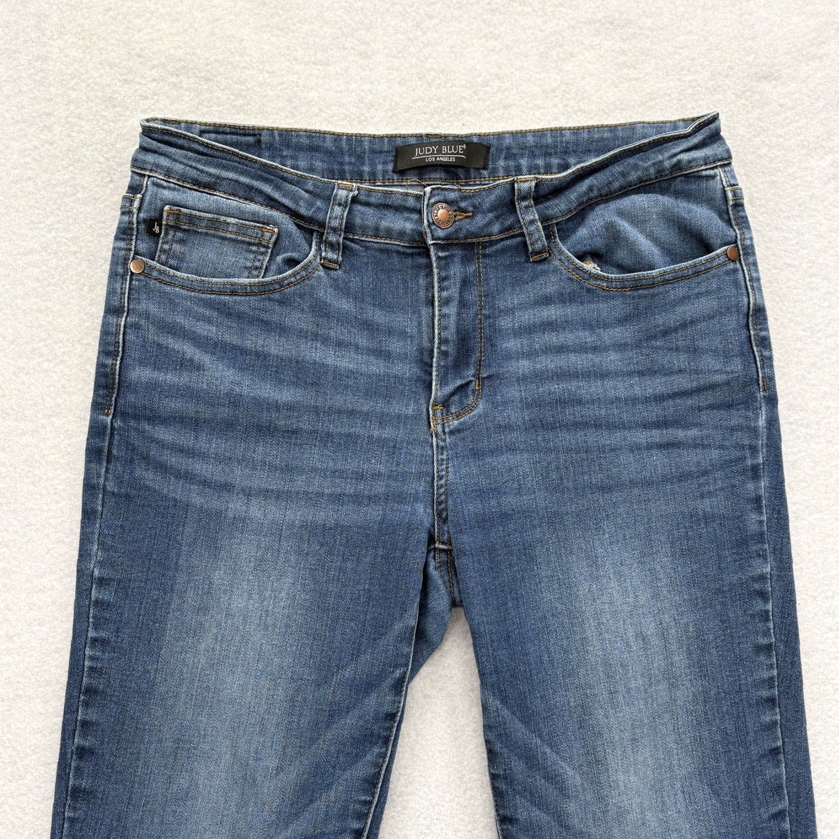 Denime Judy Blue Jeans Womens 30 Blue Medium Wash Skinny Crop Stretch Denim Distressed Size 30" / US 8 / IT 44 - 2 Thumbnail