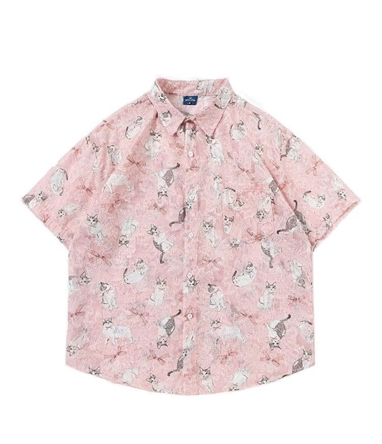 Other Graffiti Kitty Button Up Short Sleeve Shirt Size US M / EU 48-50 / 2 - 10 Thumbnail