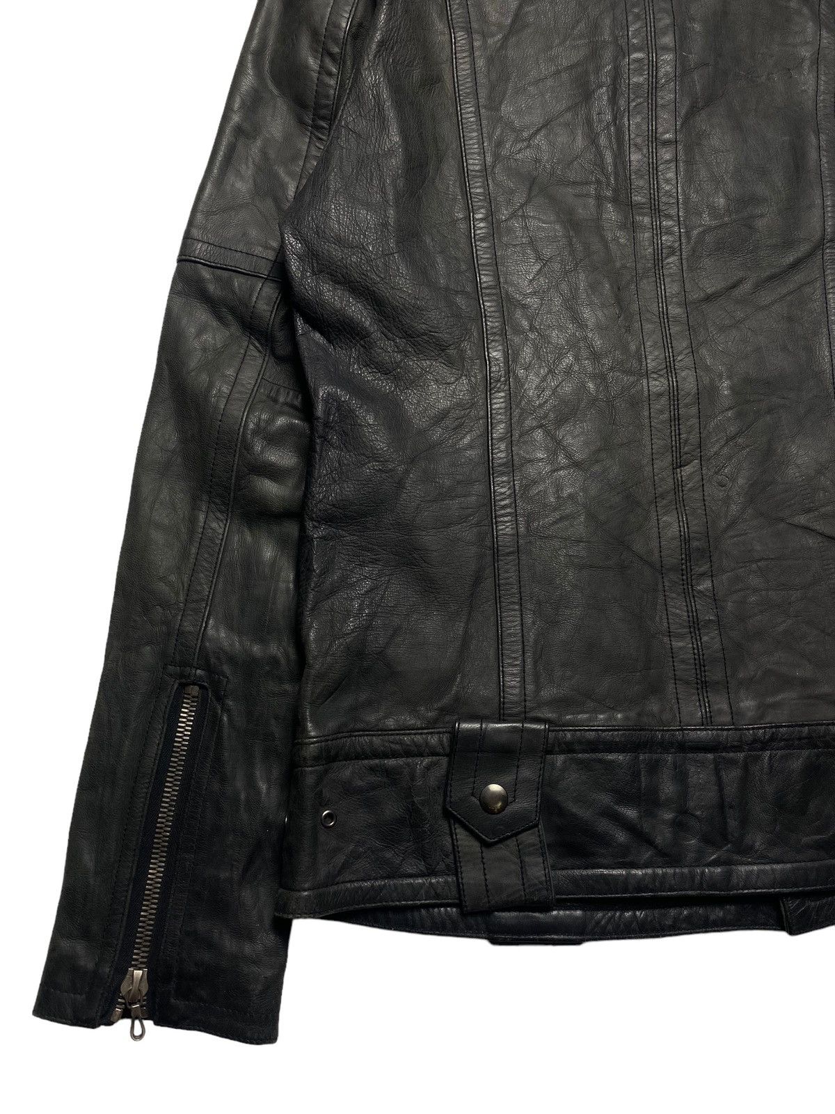 2000s Shellac - Trim Fur Biker Leather Jacket Riri Zipper