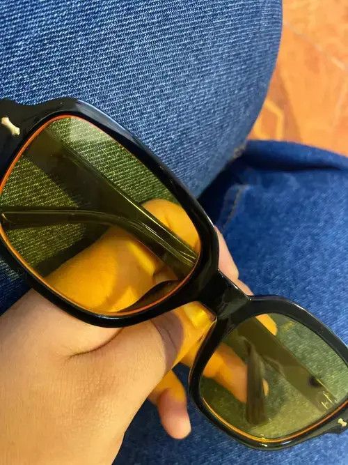 Designer Men Vintage Yellow Square Sunglasses Size ONE SIZE - 3 Thumbnail