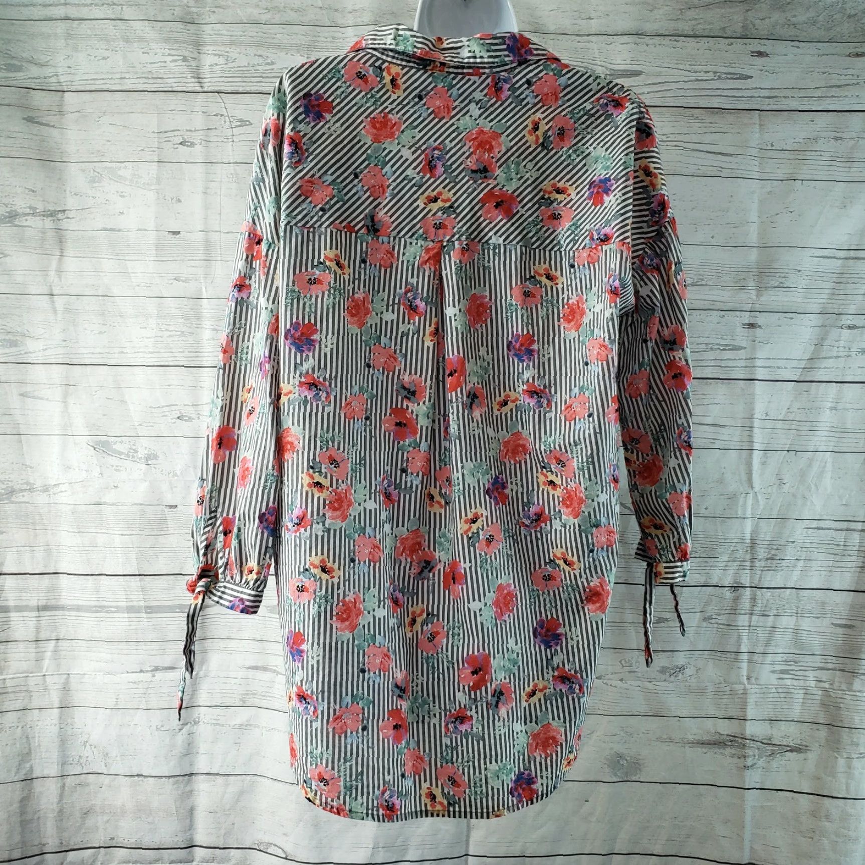 Sanctuary Sanctuary Button-Front Shirt Womens Small Pink White Floral 3/4 Sleeve Casual Cotton Size S / US 4 / IT 40 - 4 Thumbnail