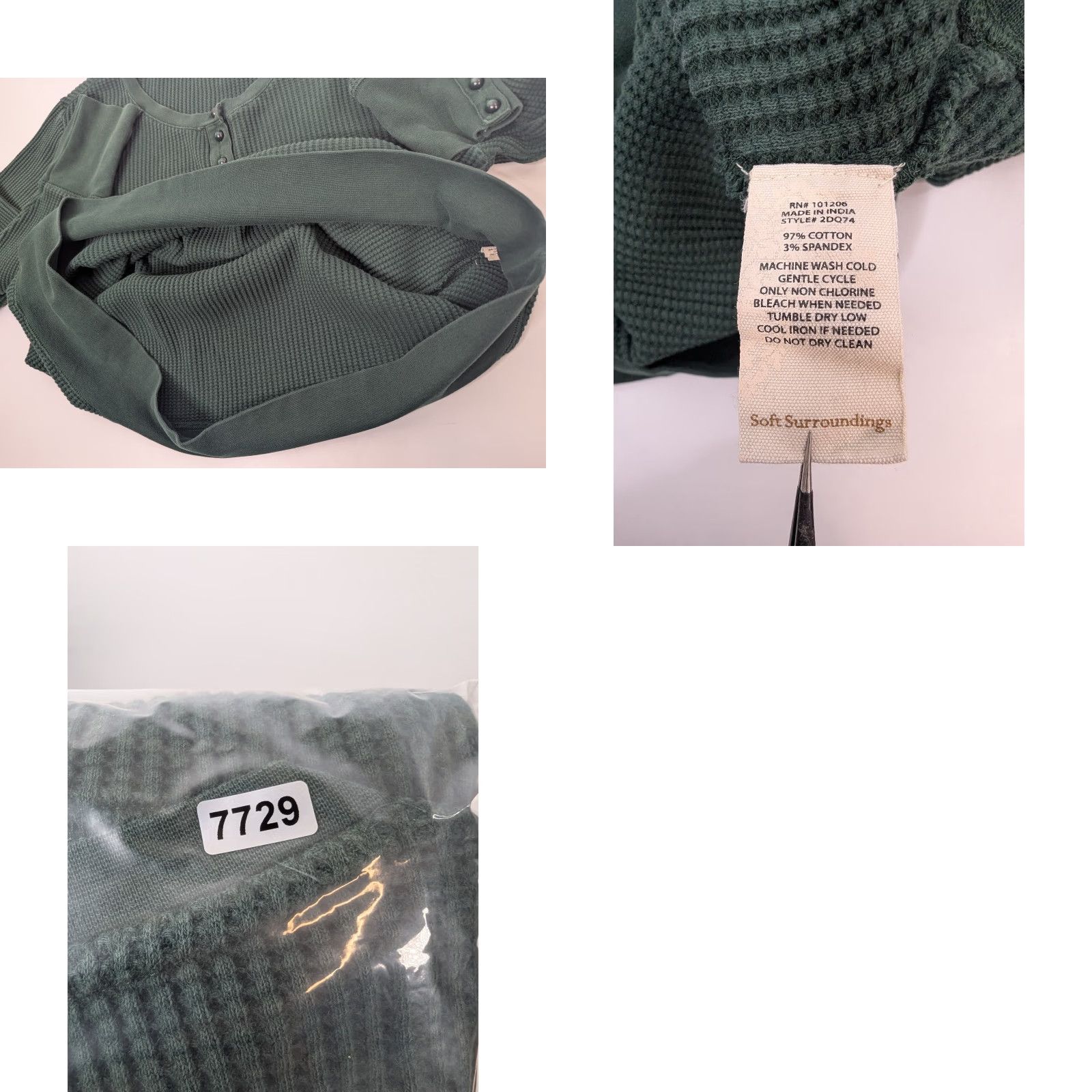 Soft Surroundings Soft Surroundings Henley Pullover Sweater Green Rib Knit Cotton Womens Large Shirt Size L / US 10 / IT 46 - 8 Thumbnail
